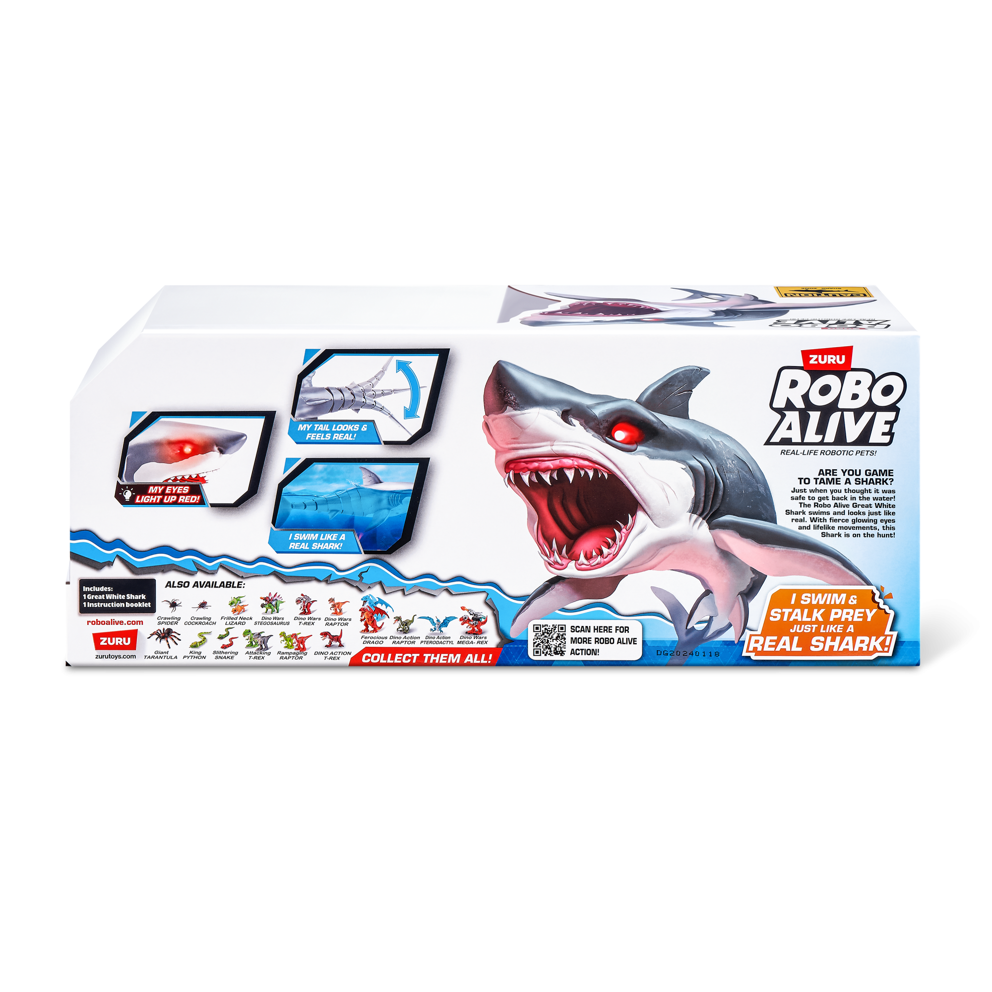 Игрушка ZURU Robo Alive интерактивная Белая акула S1