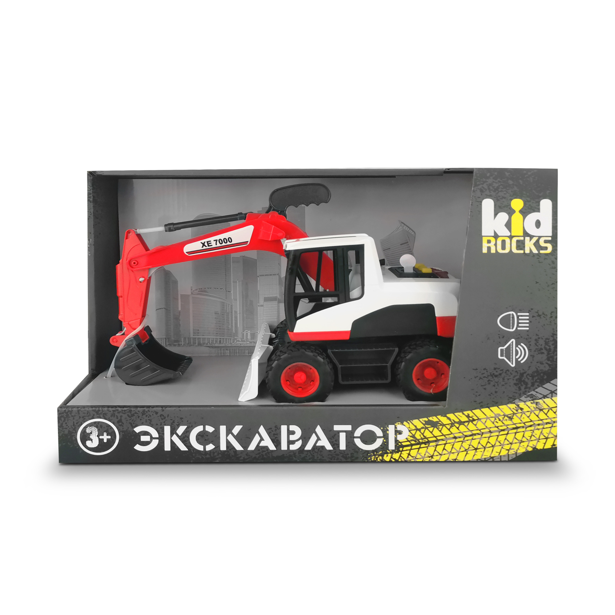 Игрушка-экскаватор KID ROCKS, масштаб 1:12,со звуком и светом Игрушка-экскаватор KID ROCKS, масштаб 1:12,со звуком и светом