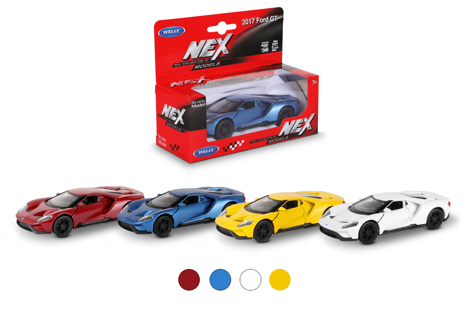Машинка WELLY 1:38 Ford GT 2017, пруж. мех., цвет в асс.