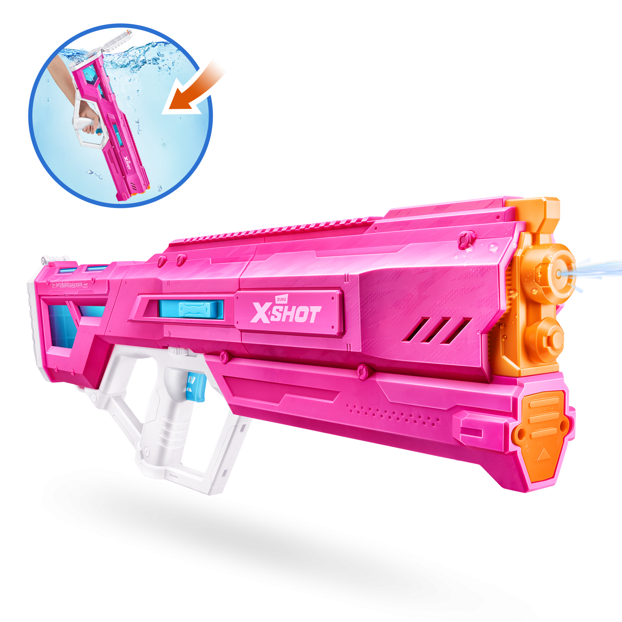 Игровой набор Бластер ZURU X-Shot Water "Мего Пульс" с моторчиком, розовый