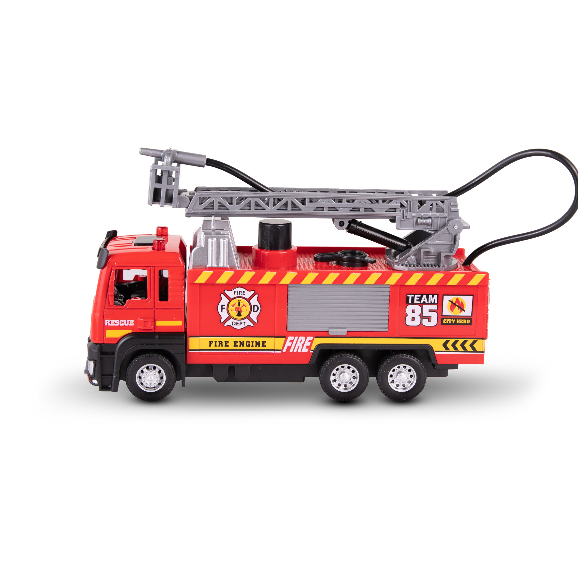 Игрушка-пожарная машина с цистерной KID ROCKS, масштаб 1:32, со звуком и светом, пружин. м Игрушка-пожарная машина с цистерной KID ROCKS, масштаб 1:32, со звуком и светом, пружин. м