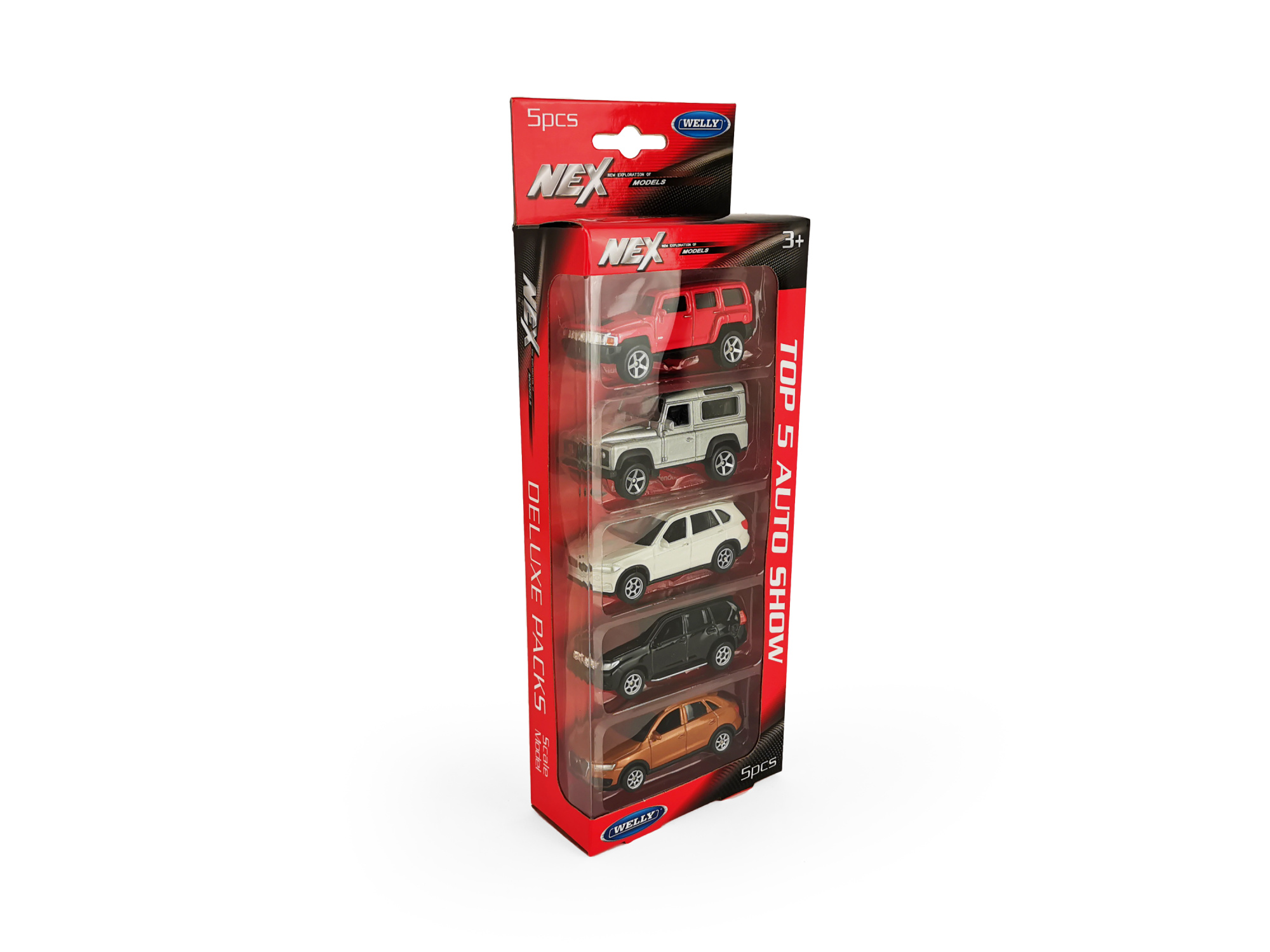 Набор WELLY 1:60, Hummer H3, LR Defender, BMW X5, Toyota LC Prado, Audi Q3, 5 шт.