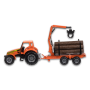 Трактор WELLY с бревнами на прицепе, 16 см, инерц. мех., оранжевый