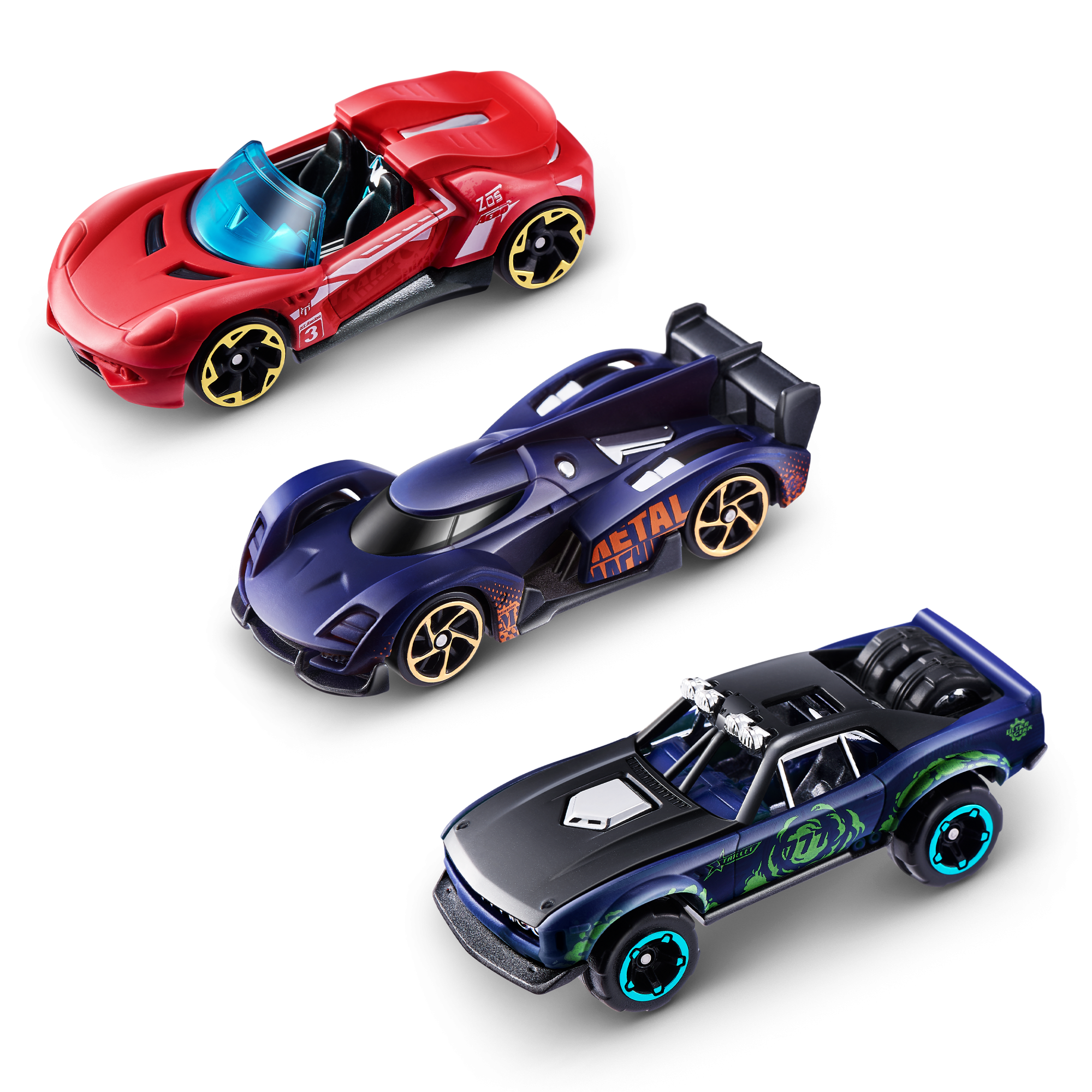 Набор машинок ZURU Metal Machines хамелеон в асс., 3шт.