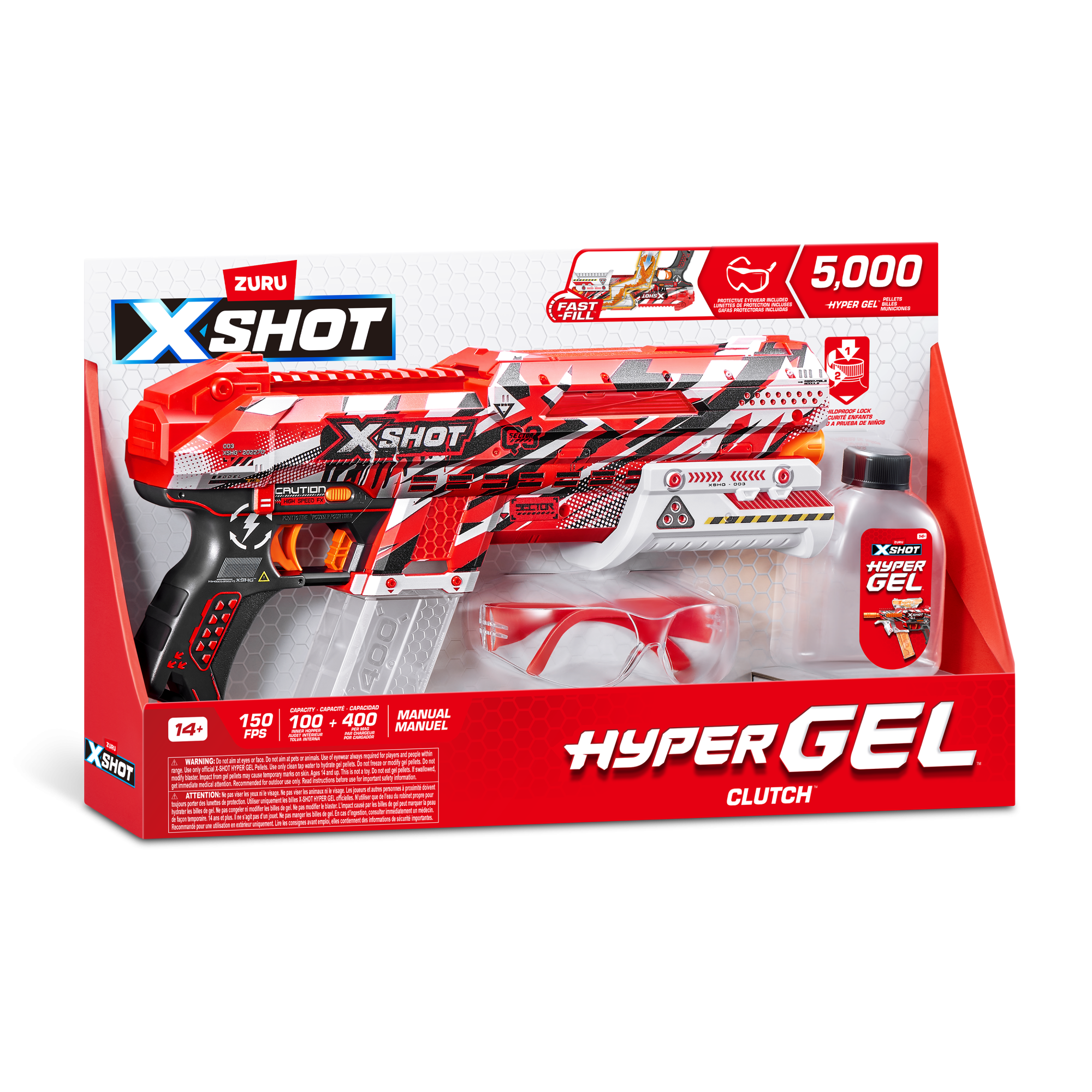 Игровой набор ZURU X-Shot HYPERGEL Клатч (бластер, 5000 снарядов-гранул, защитные очки)