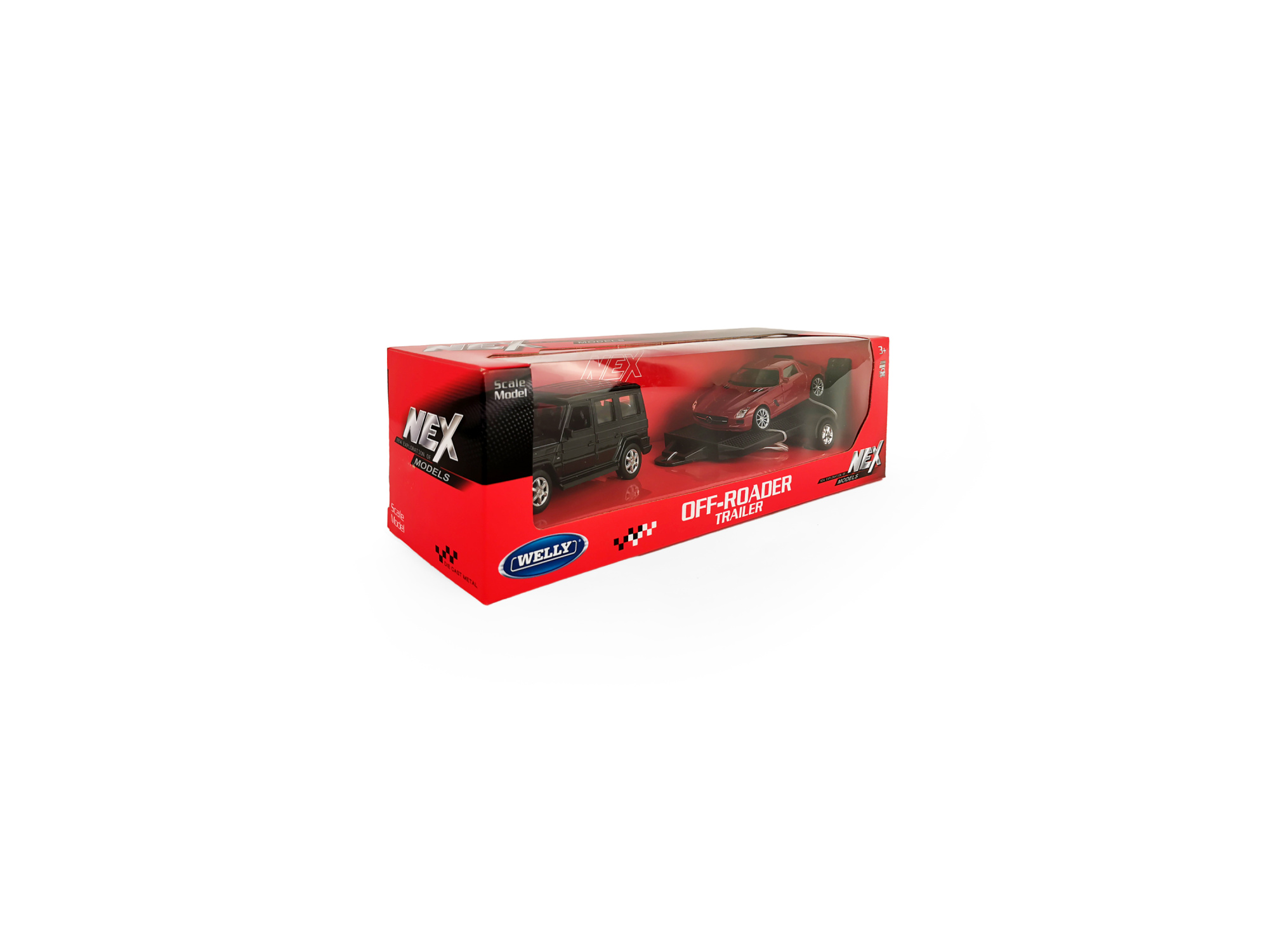 Набор WELLY 1:38, Mercedes-Benz G-Class, Mercedes-Benz SLS AMG, с прицепом, 2 шт. Набор WELLY 1:38, Mercedes-Benz G-Class, Mercedes-Benz SLS AMG, с прицепом, 2 шт.