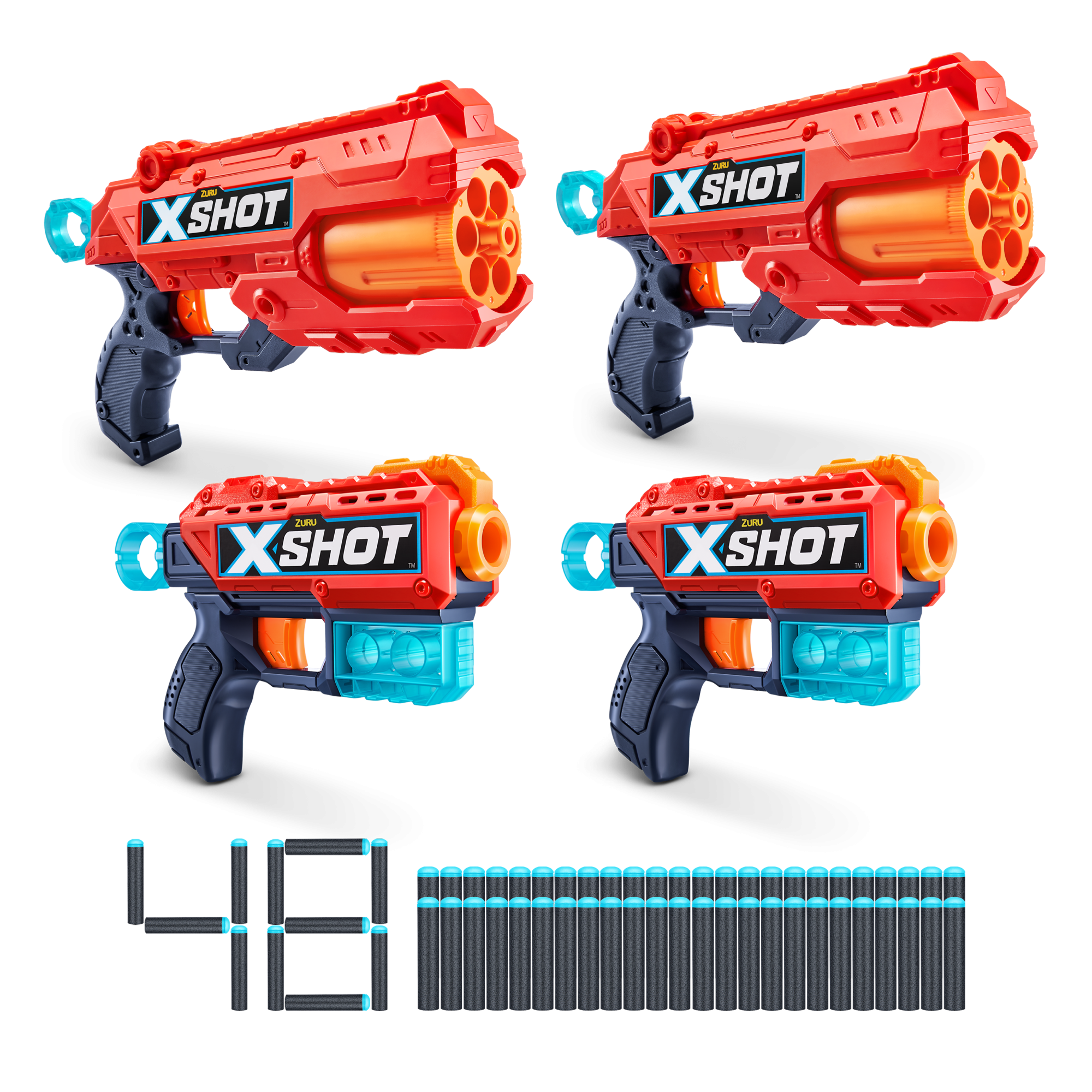 Игровой набор ZURU X-Shot EXCEL Комбо (бластеры 2х Кикбэк + 2х Рефлекс, 3 мишени, 48 снарядов)
