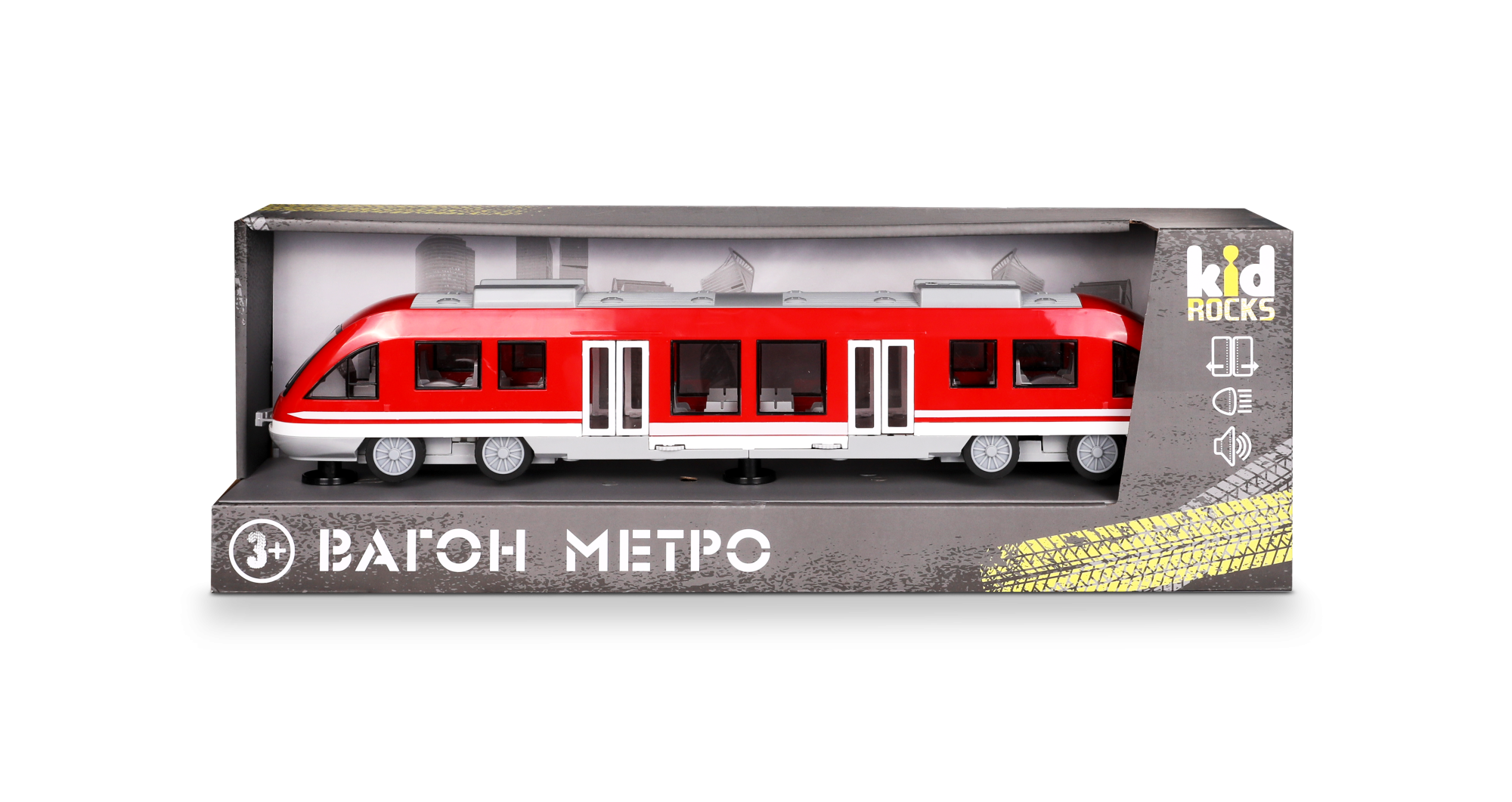 Игрушка - вагон метро KID ROCKS, масштаб 1:16,со звуком и светом, инерц. механизм