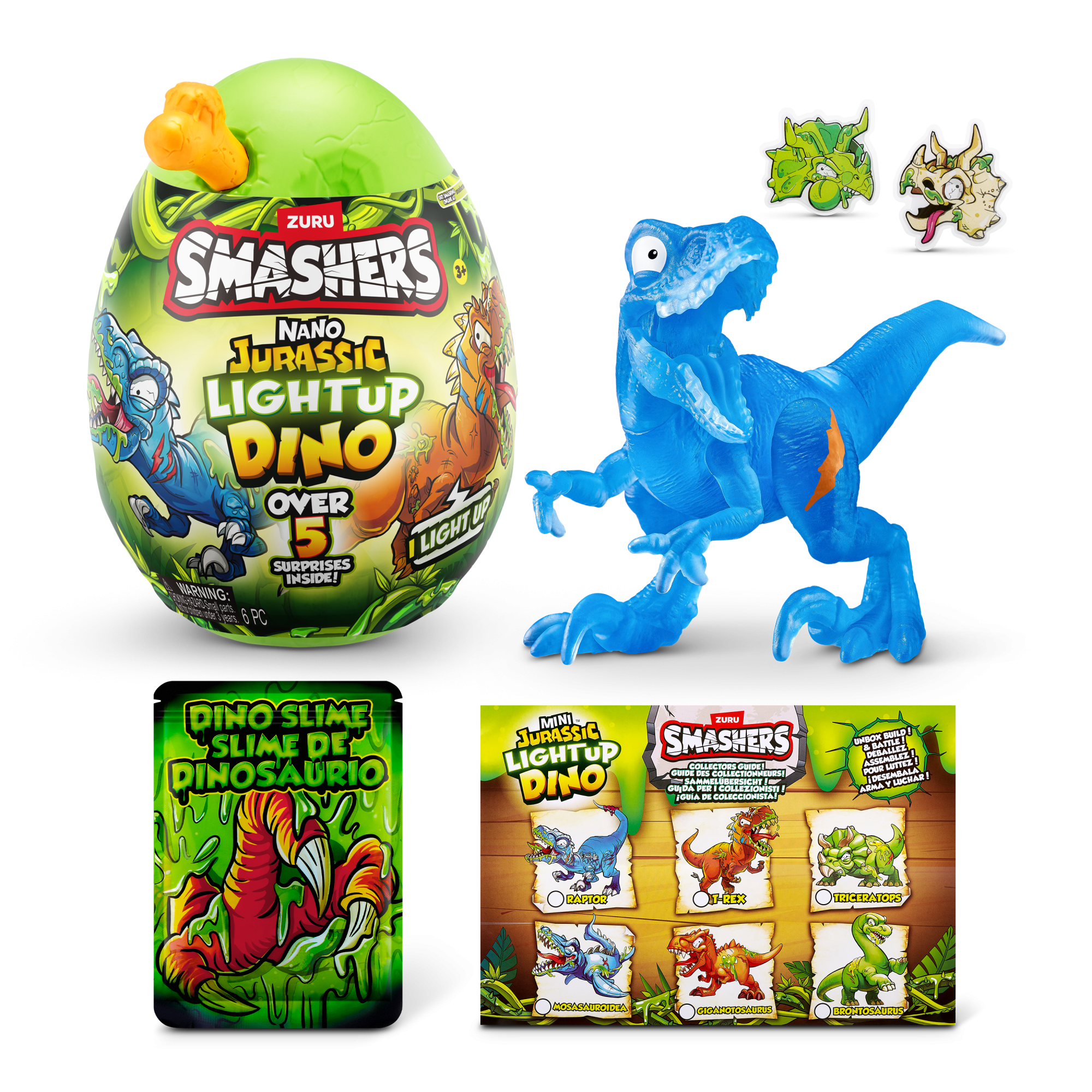 Игровой набор сюрприз в яйце Zuru Smashers Jurassic Light up Dino, с акс., в асс.