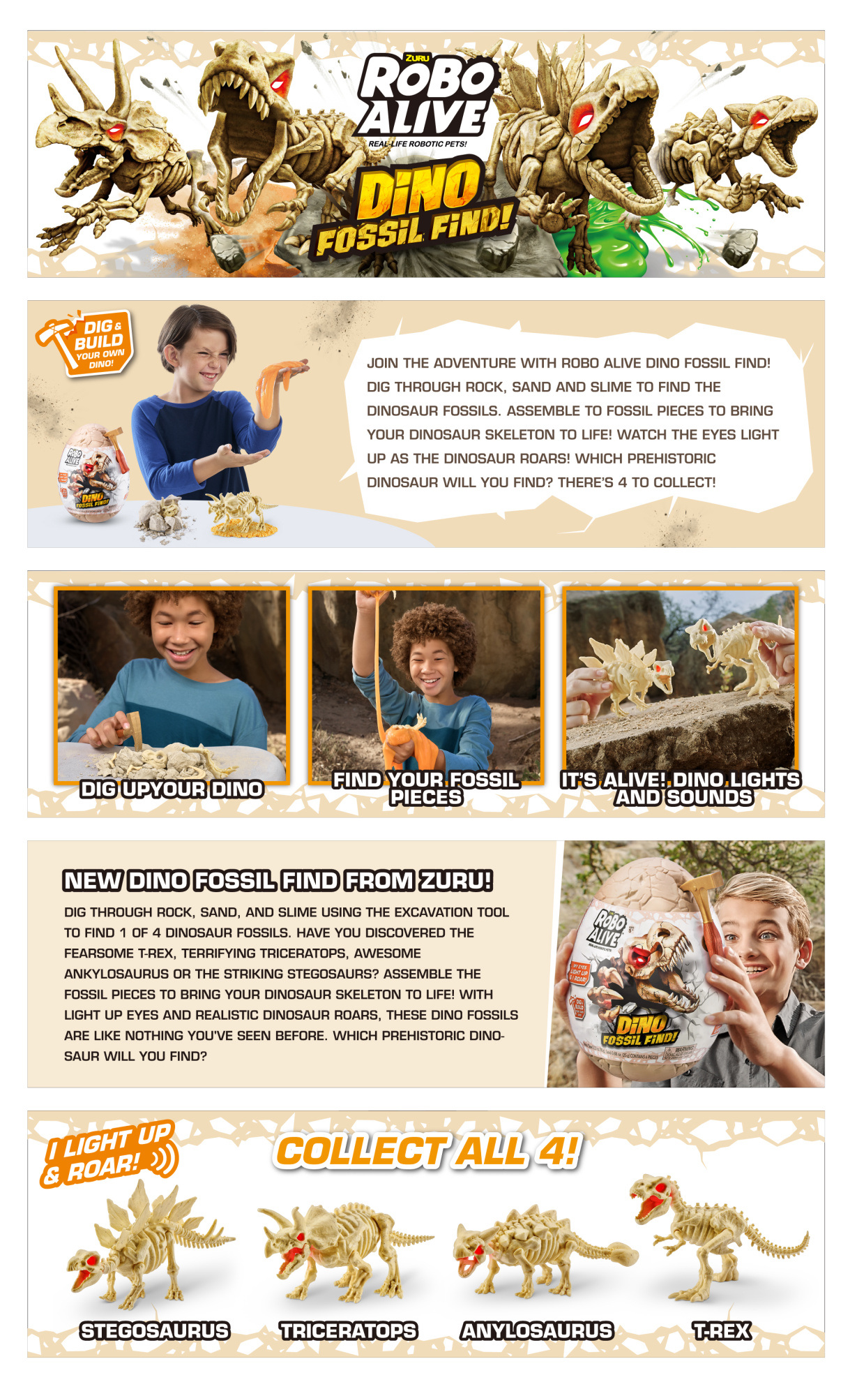 ZURU Robo Alive интерактивный Дино-раскопки S1, игрушка-сюрприз