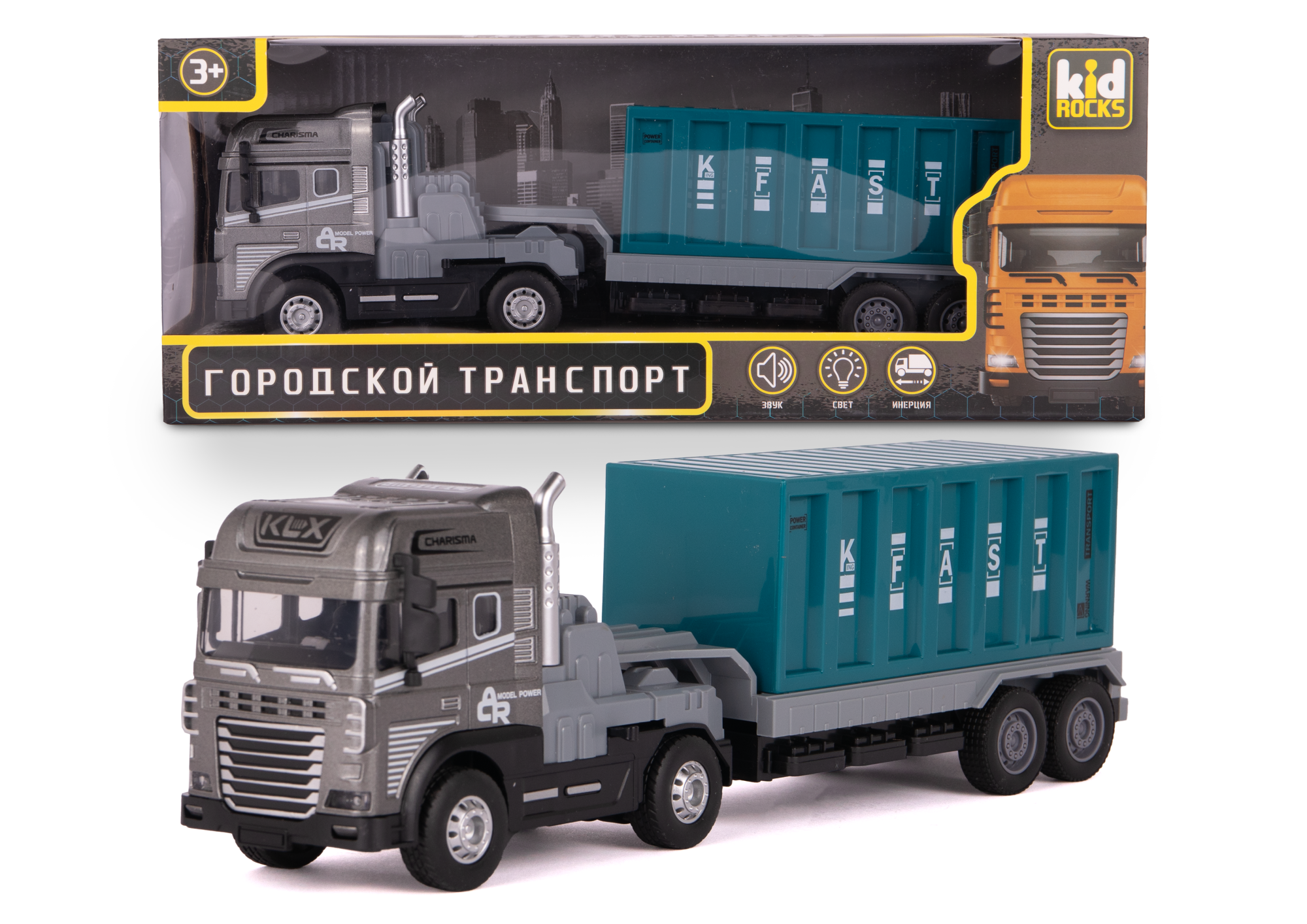 Машинка-контейнеровоз, со св. и зв., 1:24, Kid Rocks (в ассортименте) Машинка-контейнеровоз, со св. и зв., 1:24, Kid Rocks (в ассортименте)