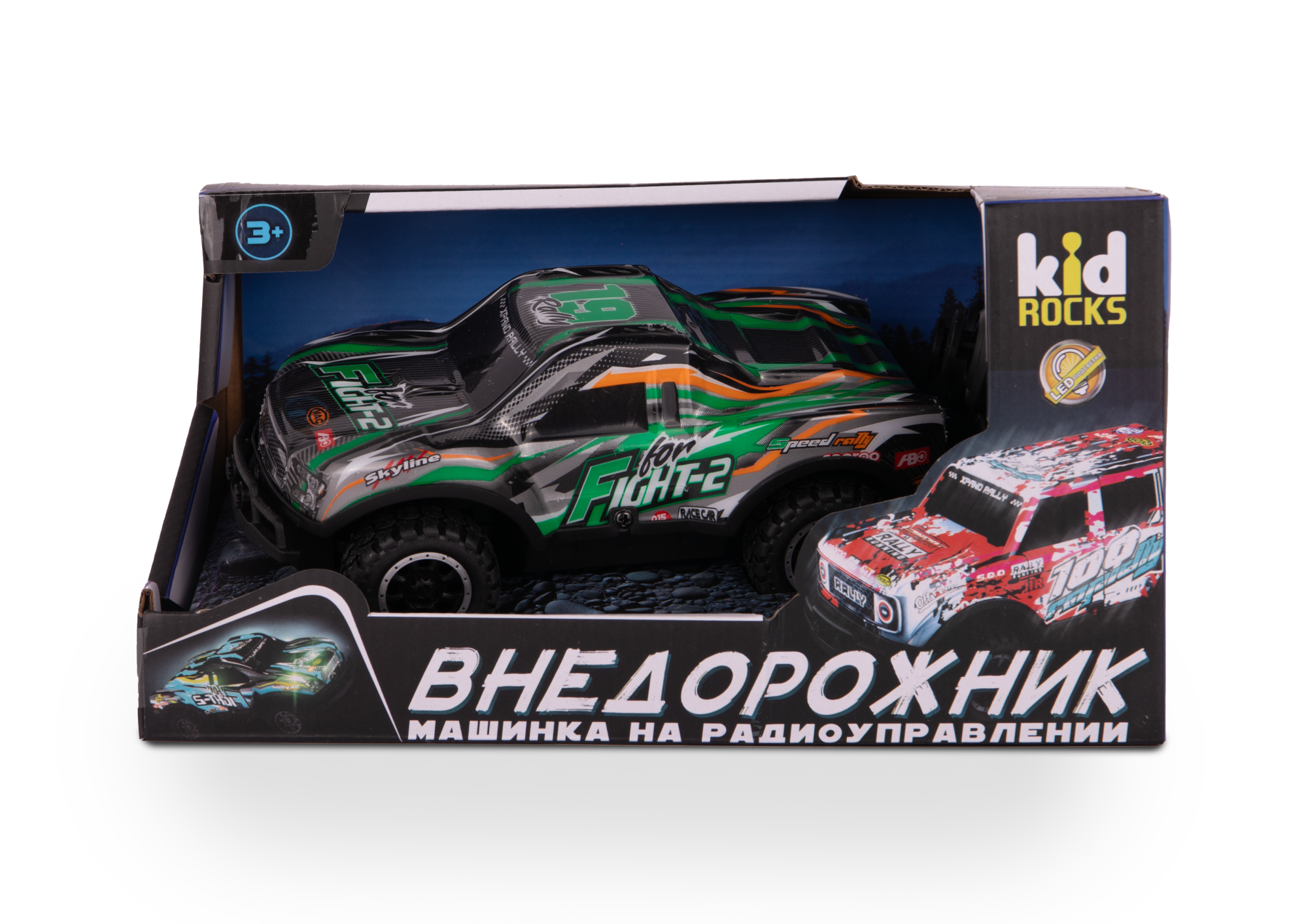 Машинка Р/У Kid Rocks 1:24 Внедорожник-пикап, зеленый Машинка Р/У Kid Rocks 1:24 Внедорожник-пикап, зеленый