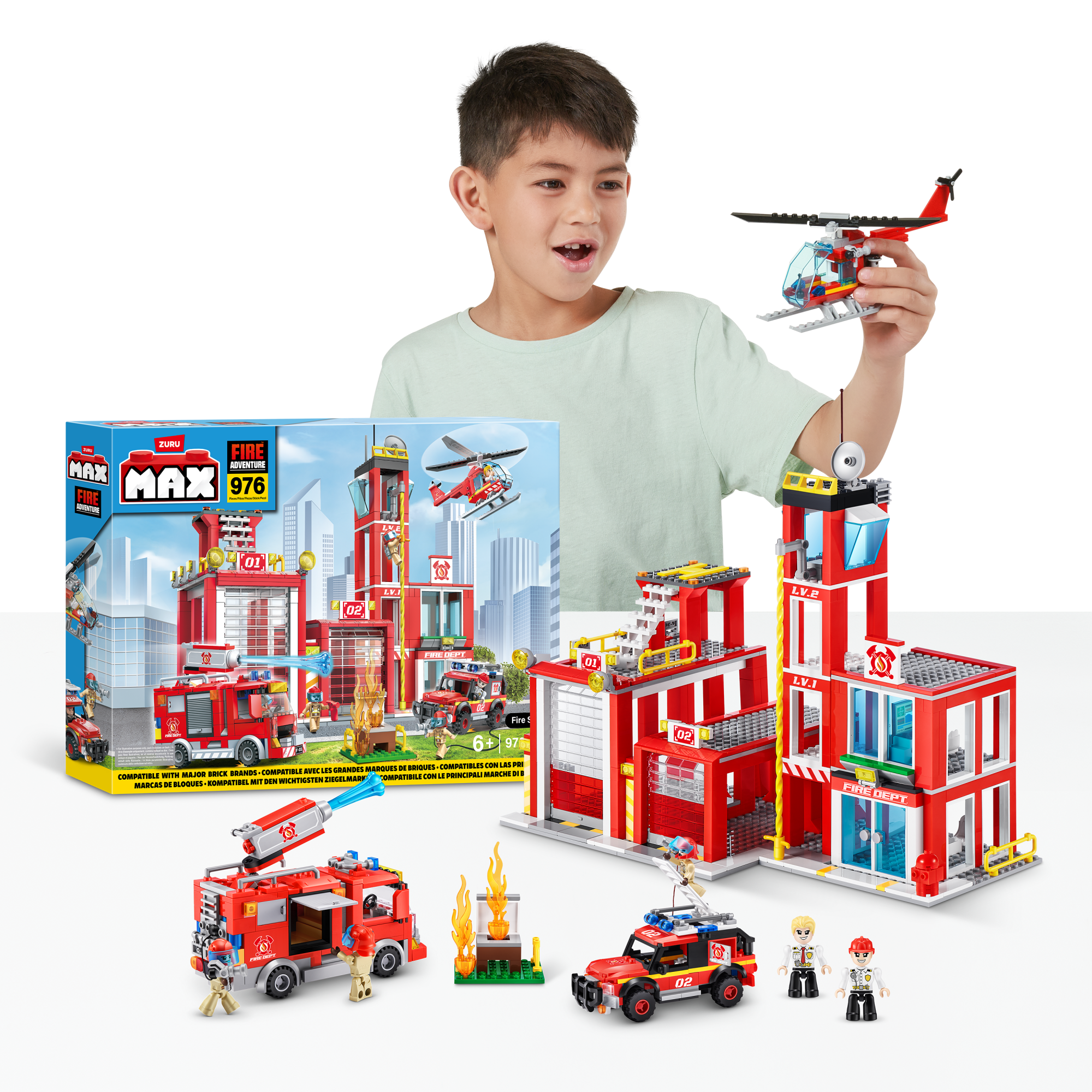 Конструктор ZURU MAX "Городские приключения" Пожарная часть S1, 976 дет.