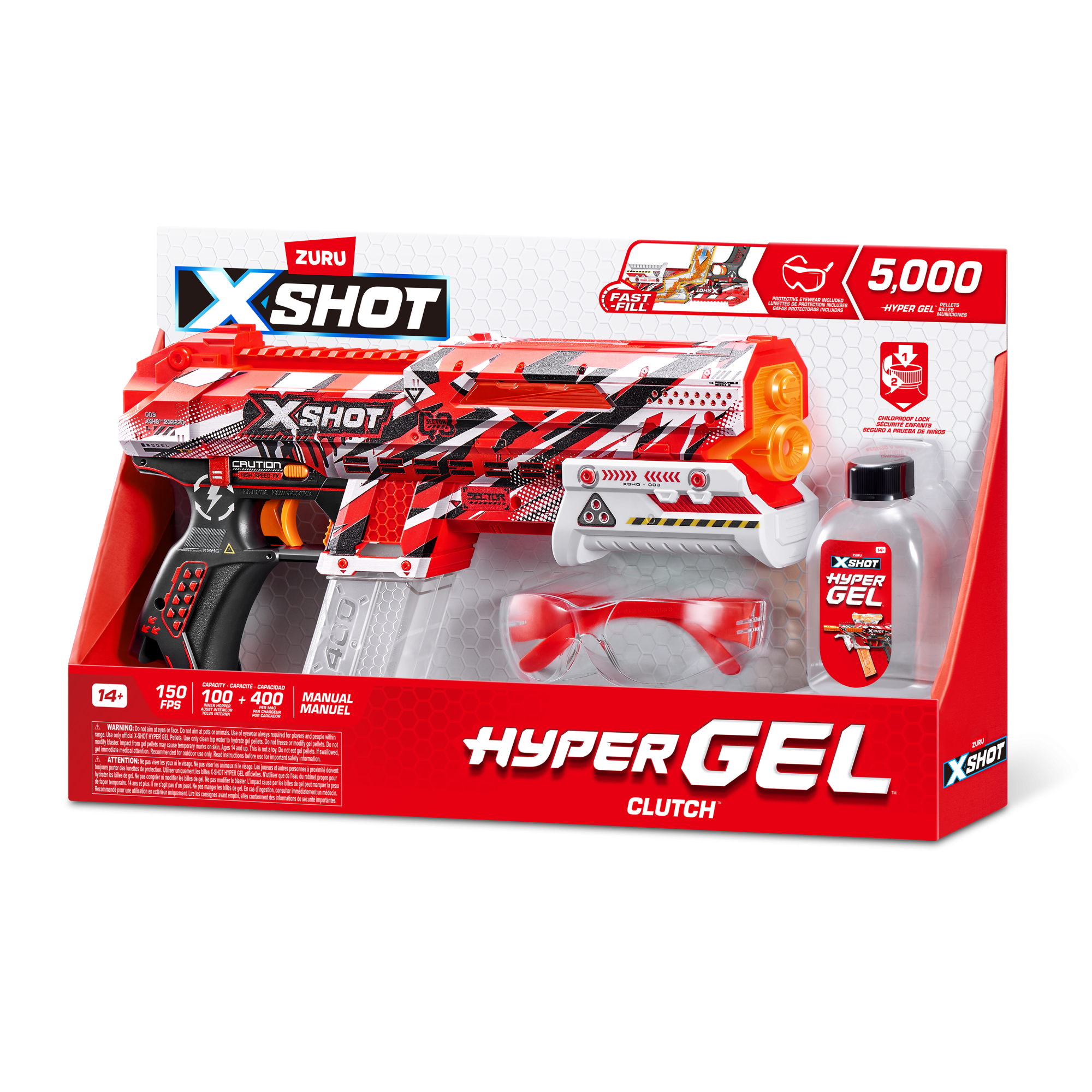 Игровой набор ZURU X-Shot HYPERGEL Клатч (бластер, 5000 снарядов-гранул, защитные очки)