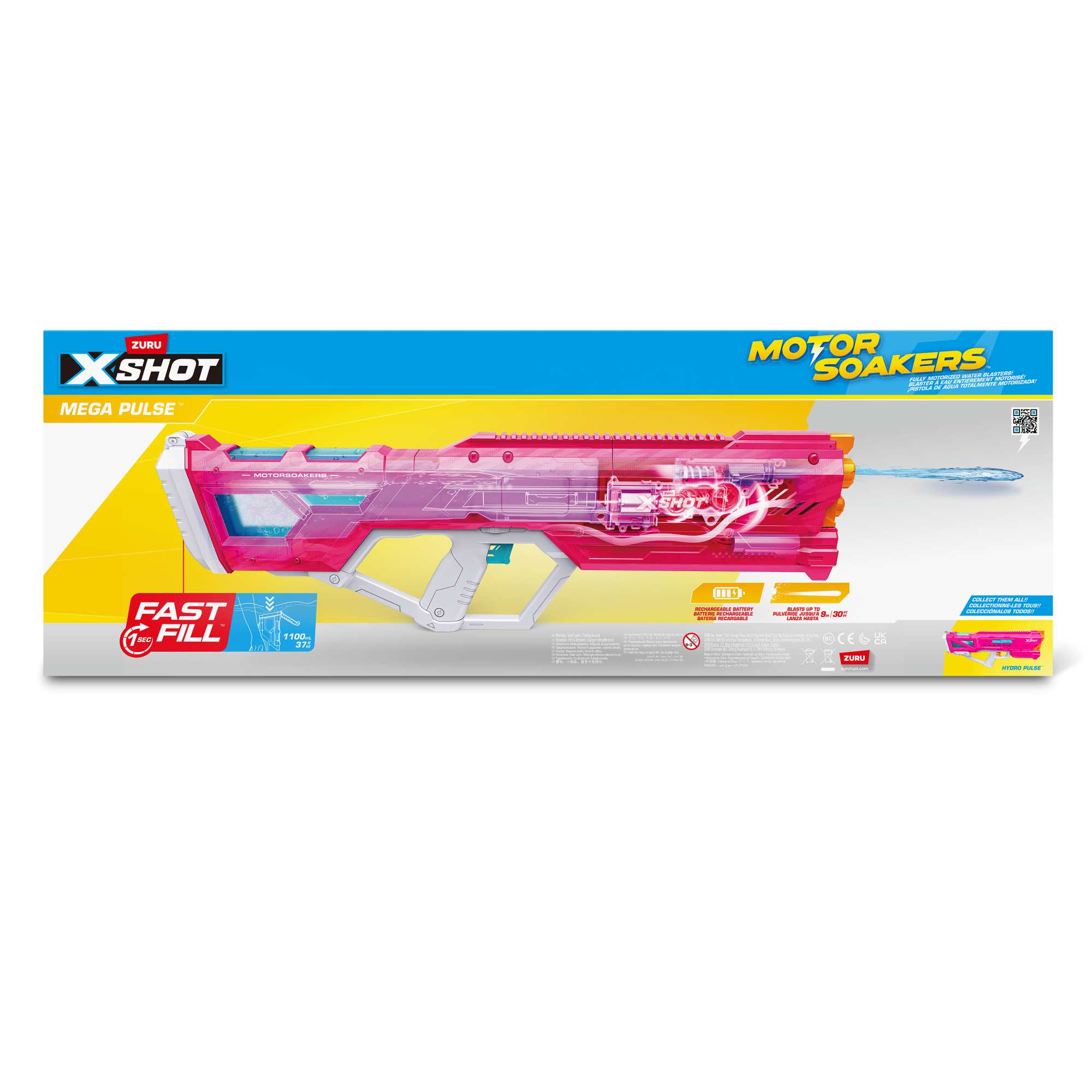 Игровой набор Бластер ZURU X-Shot Water "Мего Пульс" с моторчиком, розовый