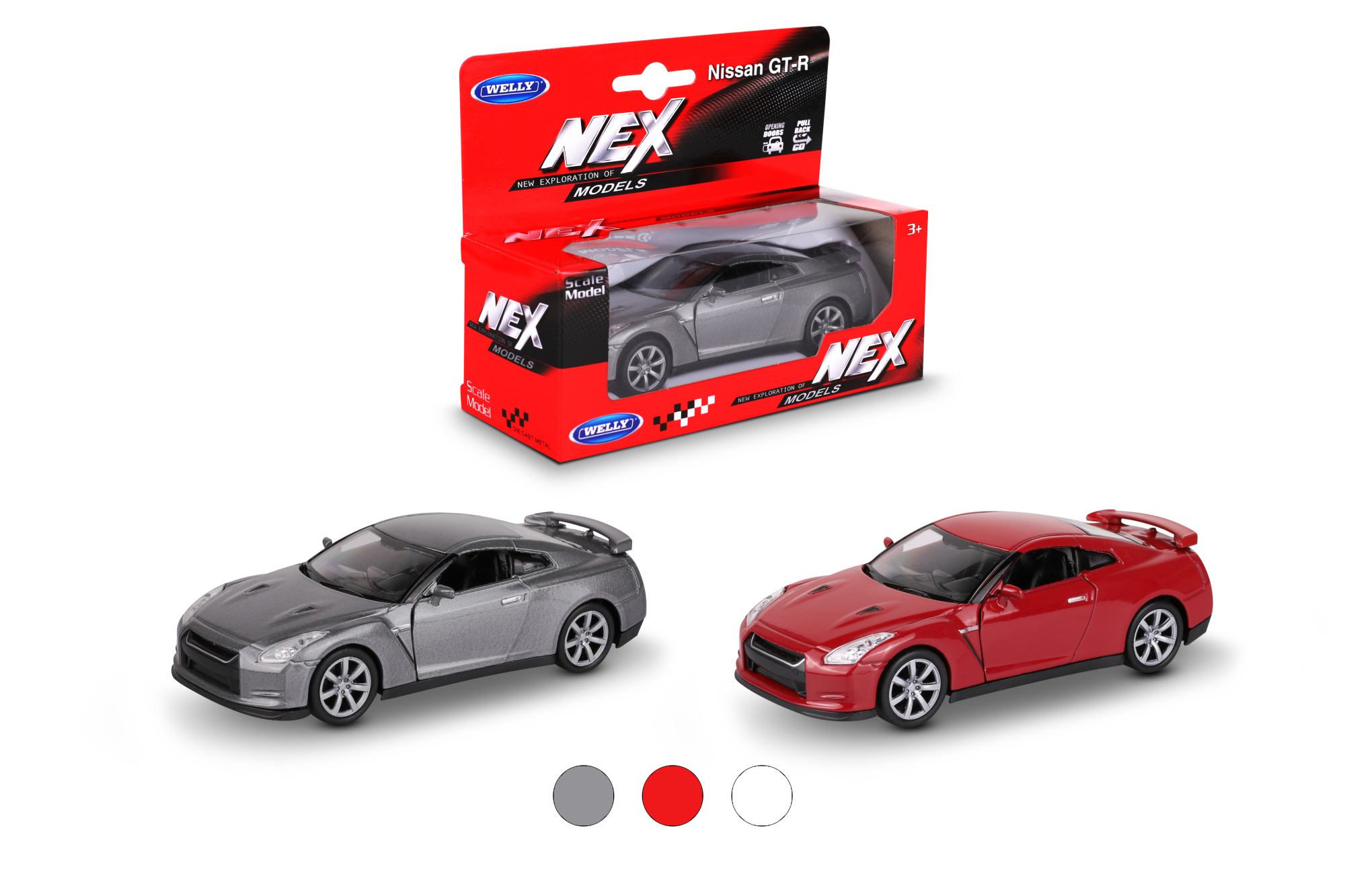 Машинка WELLY 1:38 Nissan GT-R R35, пруж. мех., цвет в асс.