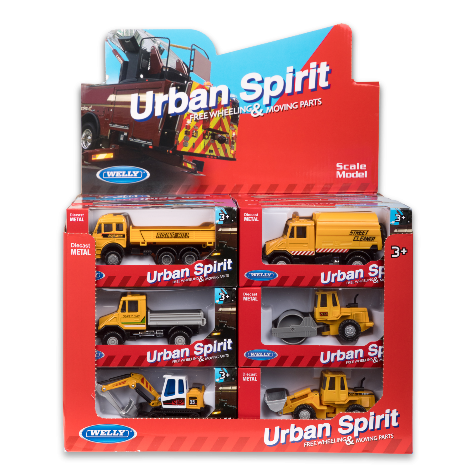 Строительная техника WELLY, 11 см, в асс., дисплей-бокс 24 шт.