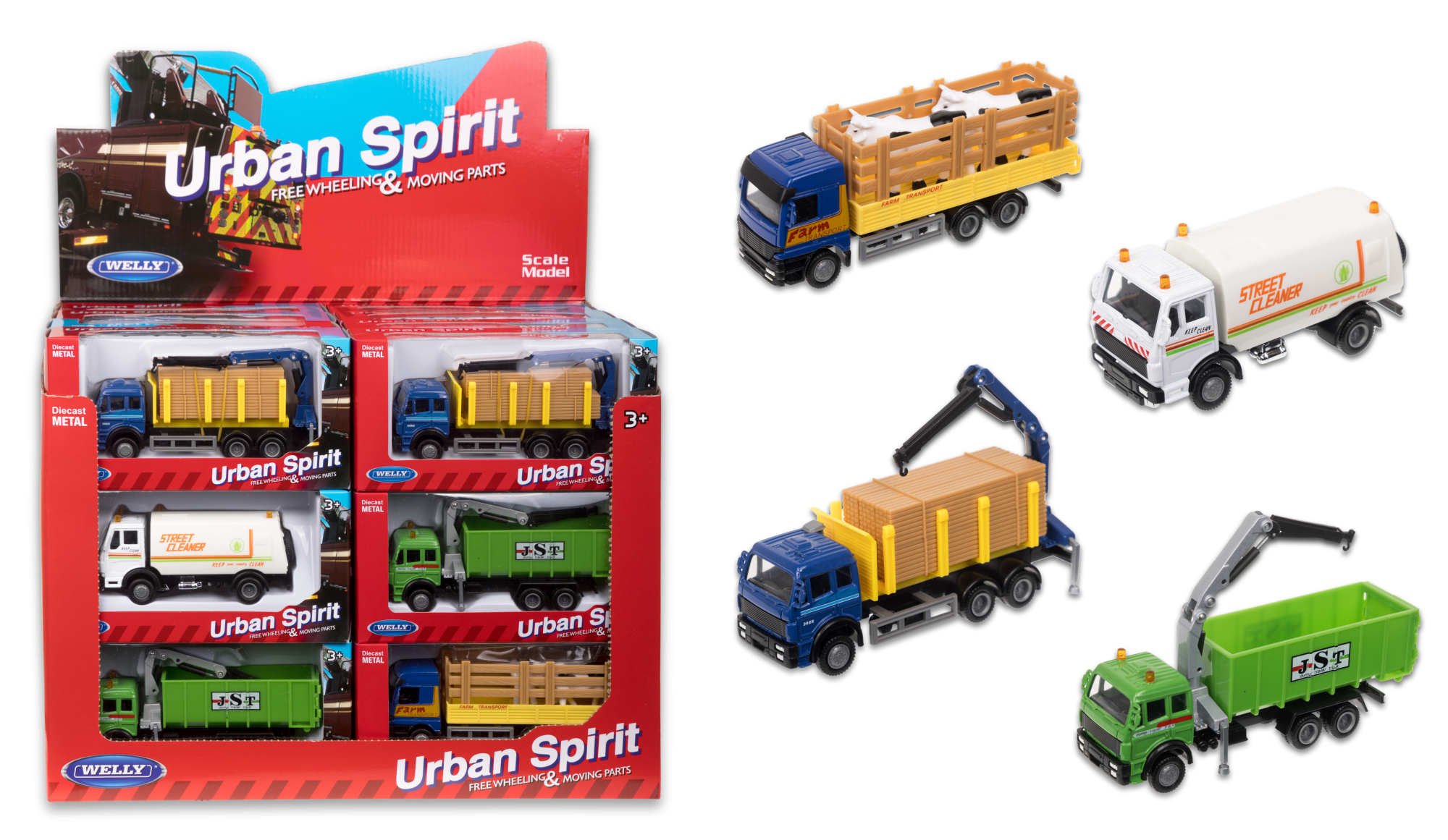 Машинка WELLY грузовик, 15 см, в асс., набор D, дисплей-бокс 24 шт.