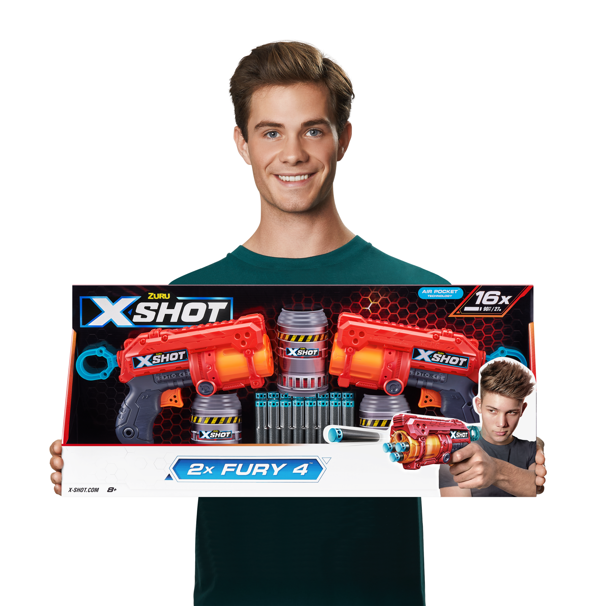 Игровой набор ZURU X-Shot EXCEL Фьюри ДУО (2 бластера, 3 мишени, 16 снарядов)