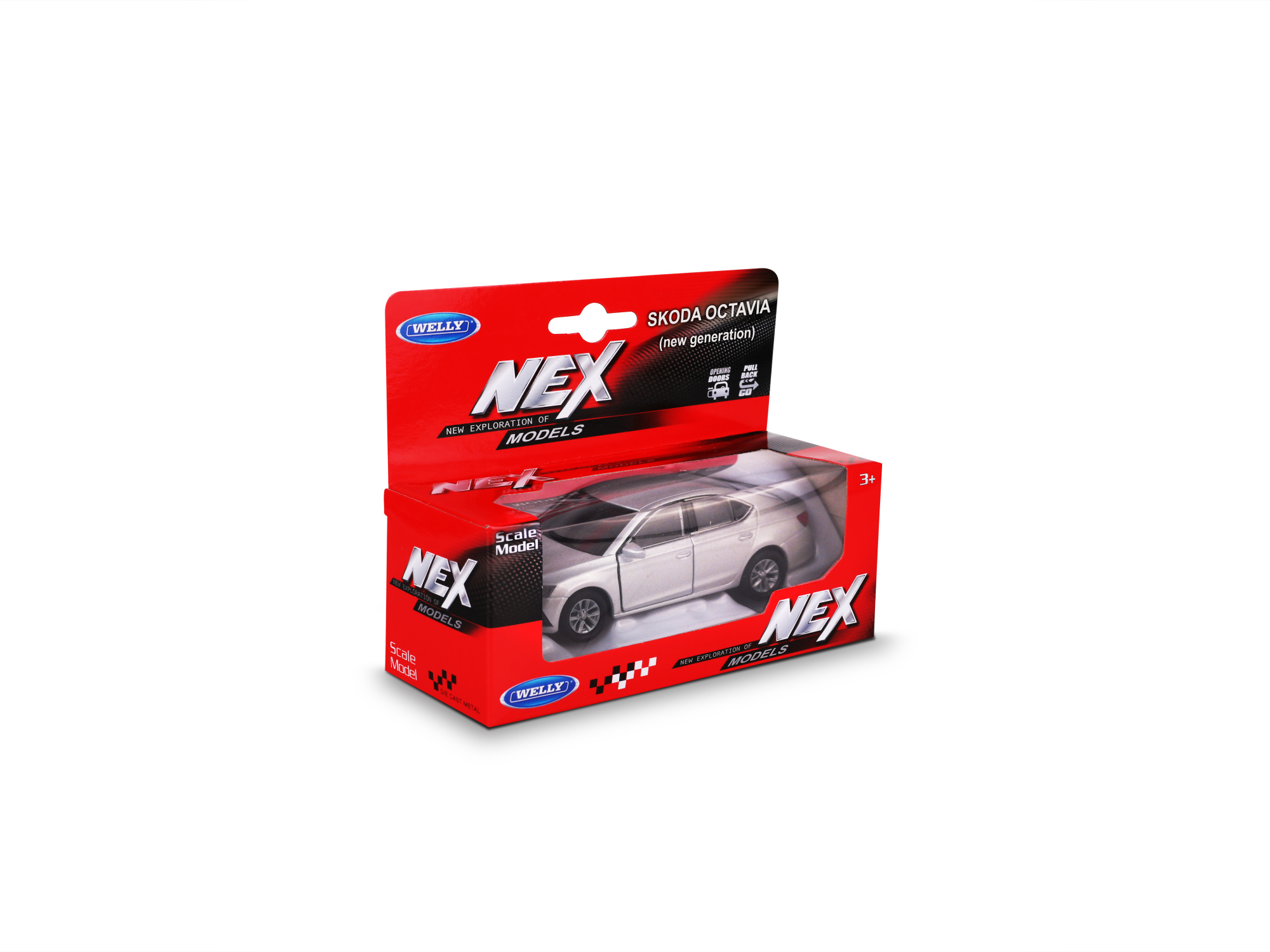 Машинка WELLY 1:38 Skoda Octavia IV, пруж. мех., цвет в асс.