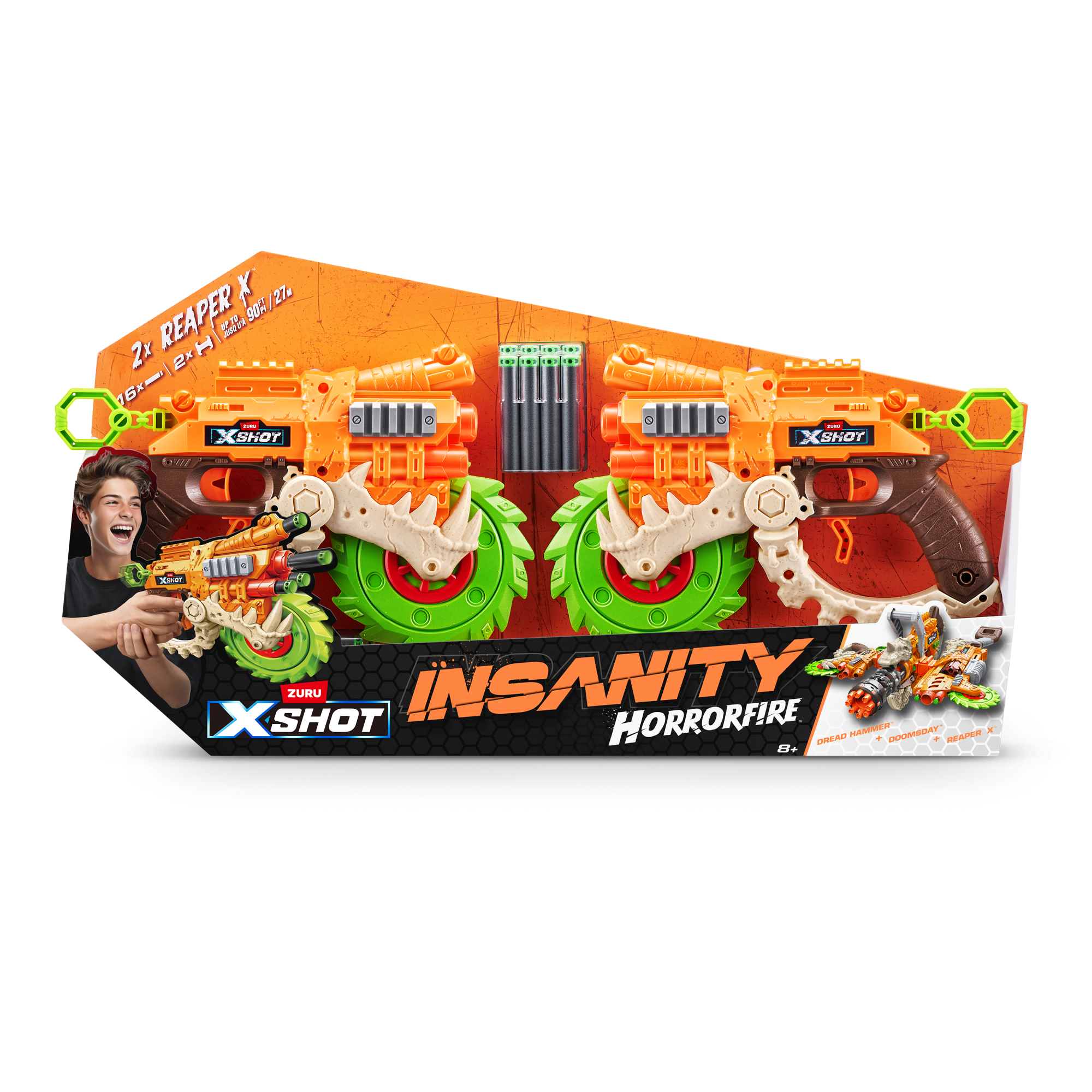 Игровой набор ZURU X-Shot INSANITY Хоррорфайр Рипер Х ДУО (2 бластера, 16 снарядов)