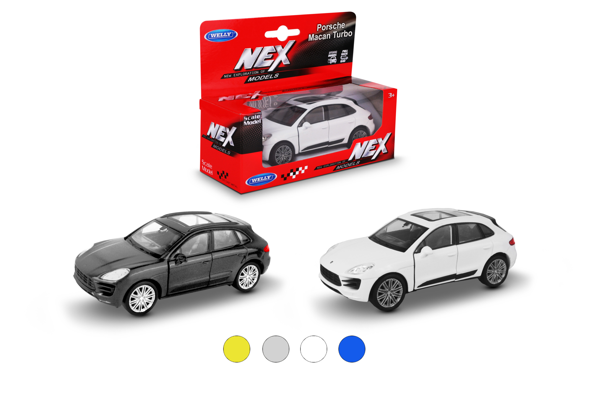 Машинка WELLY 1:38 Porsche Macan Turbo, пруж. мех., цвет в асс.