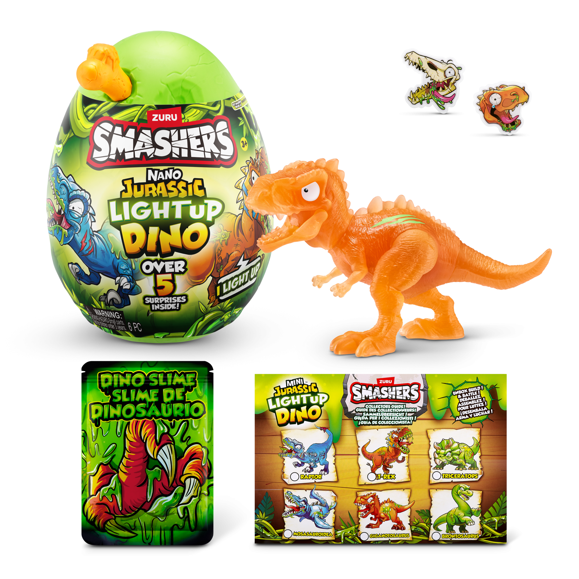 Игровой набор сюрприз в яйце Zuru Smashers Jurassic Light up Dino, с акс., в асс.