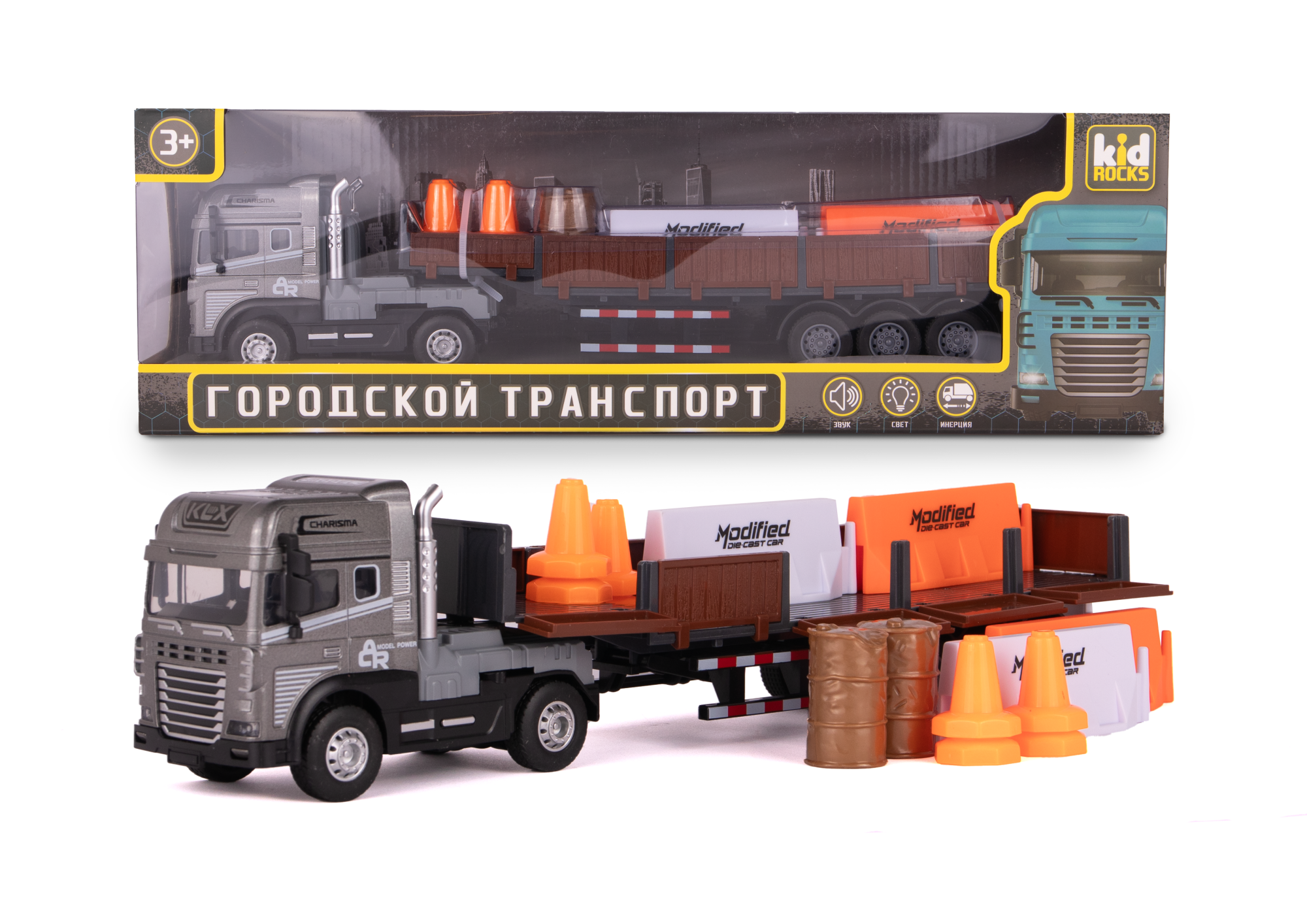 Машинка с металл. кабиной, со св. и зв.,1:24, Kid Rocks (в ассортименте) Машинка с металл. кабиной, со св. и зв.,1:24, Kid Rocks (в ассортименте)