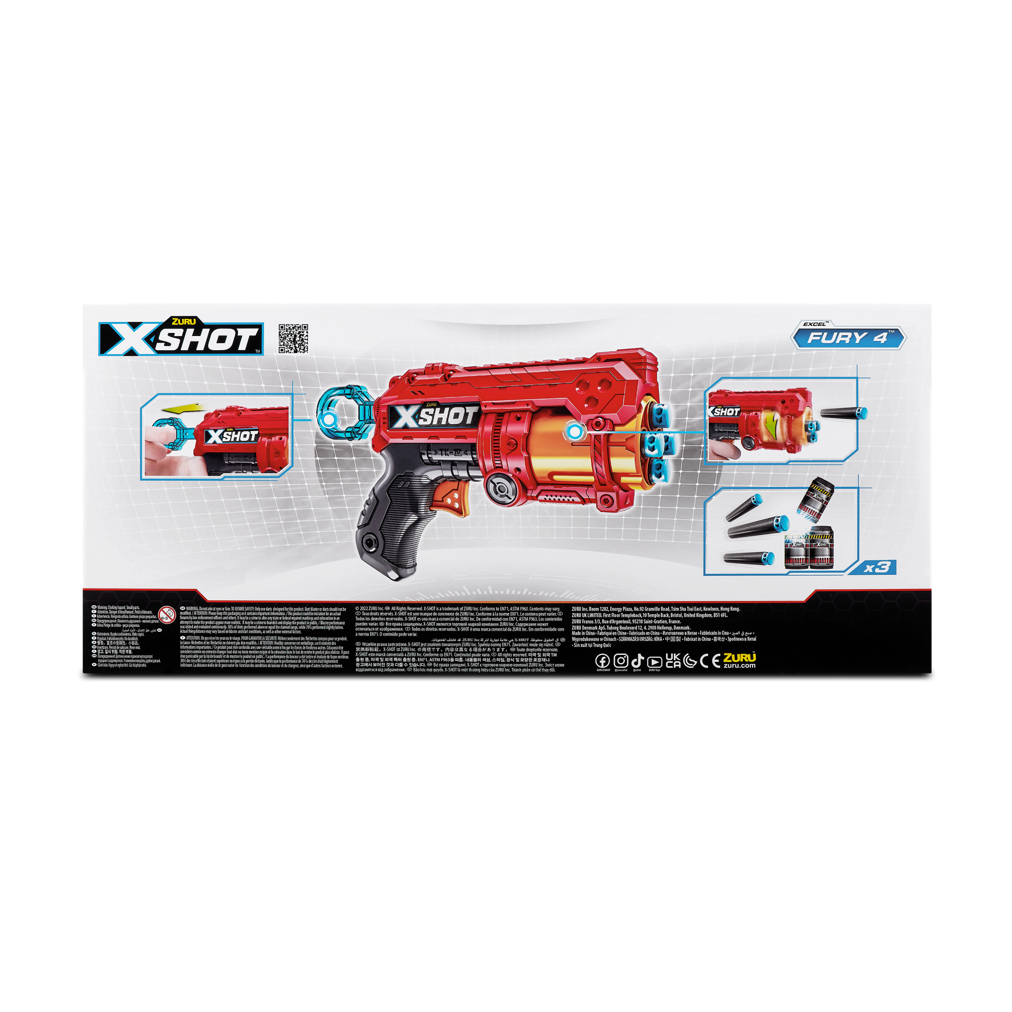 Игровой набор ZURU X-Shot EXCEL Фьюри ДУО (2 бластера, 3 мишени, 16 снарядов)