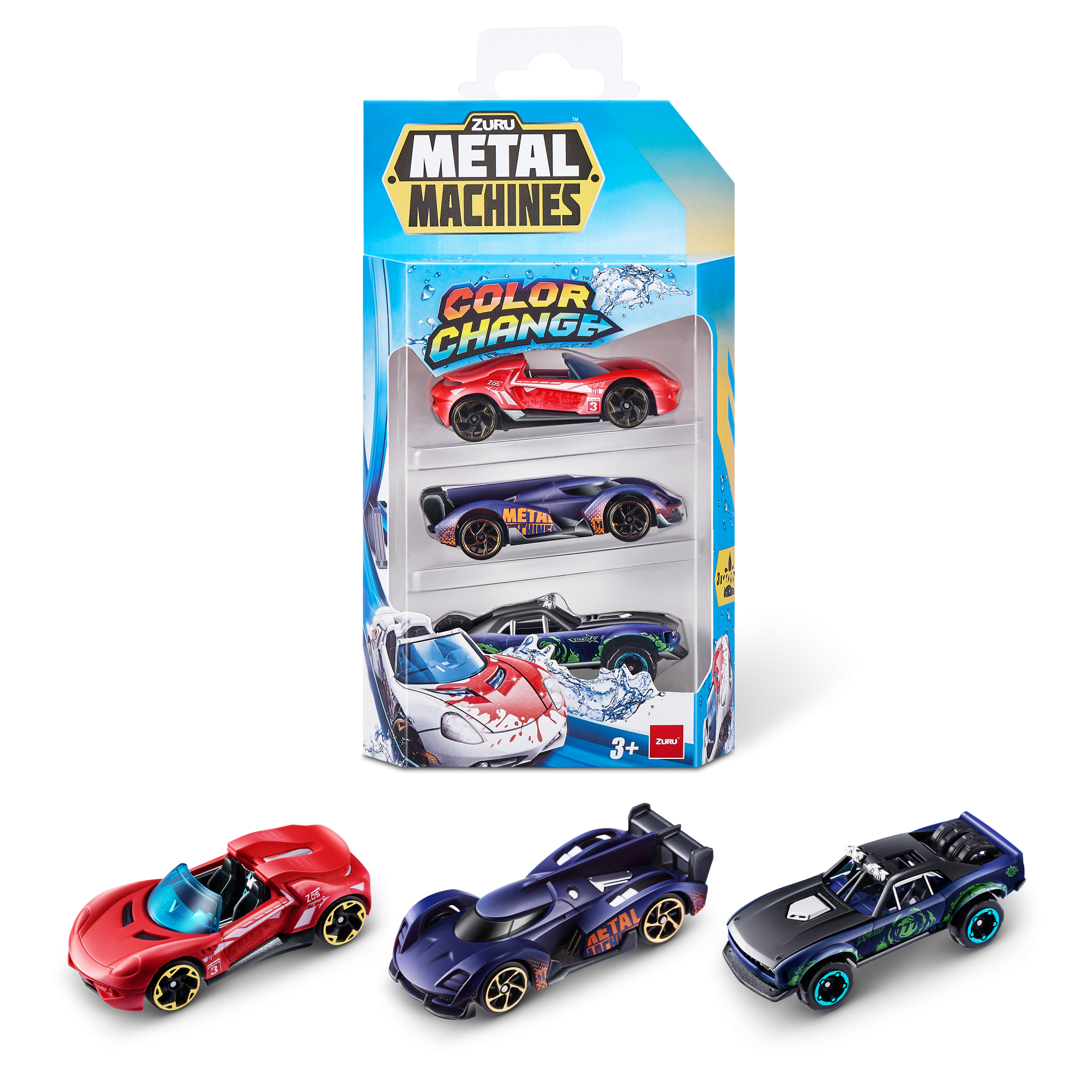 Набор машинок ZURU Metal Machines хамелеон в асс., 3шт.