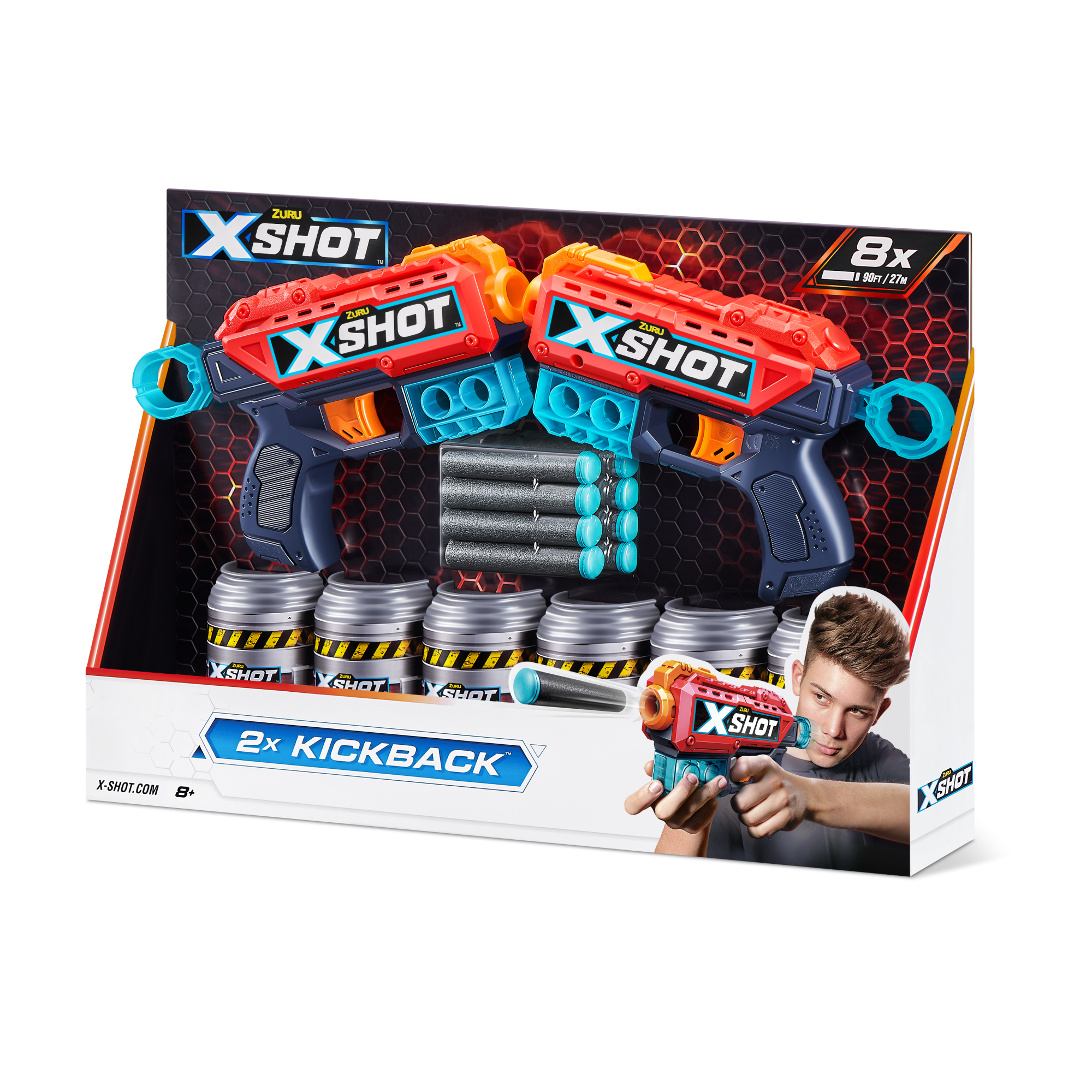 Игровой набор ZURU X-Shot EXCEL Кикбэк ДУО (2 бластера, 6 мишеней, 8 снарядов)