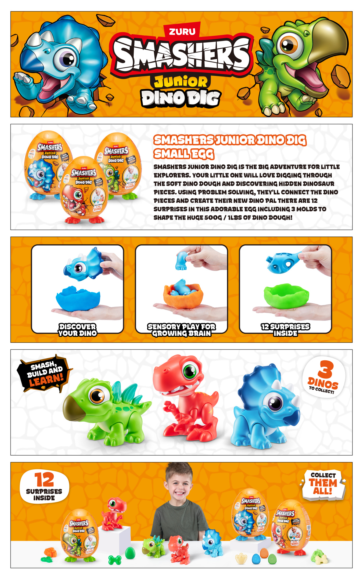 ZURU Smashers Junior Дино-раскопки, игрушка-сюрприз