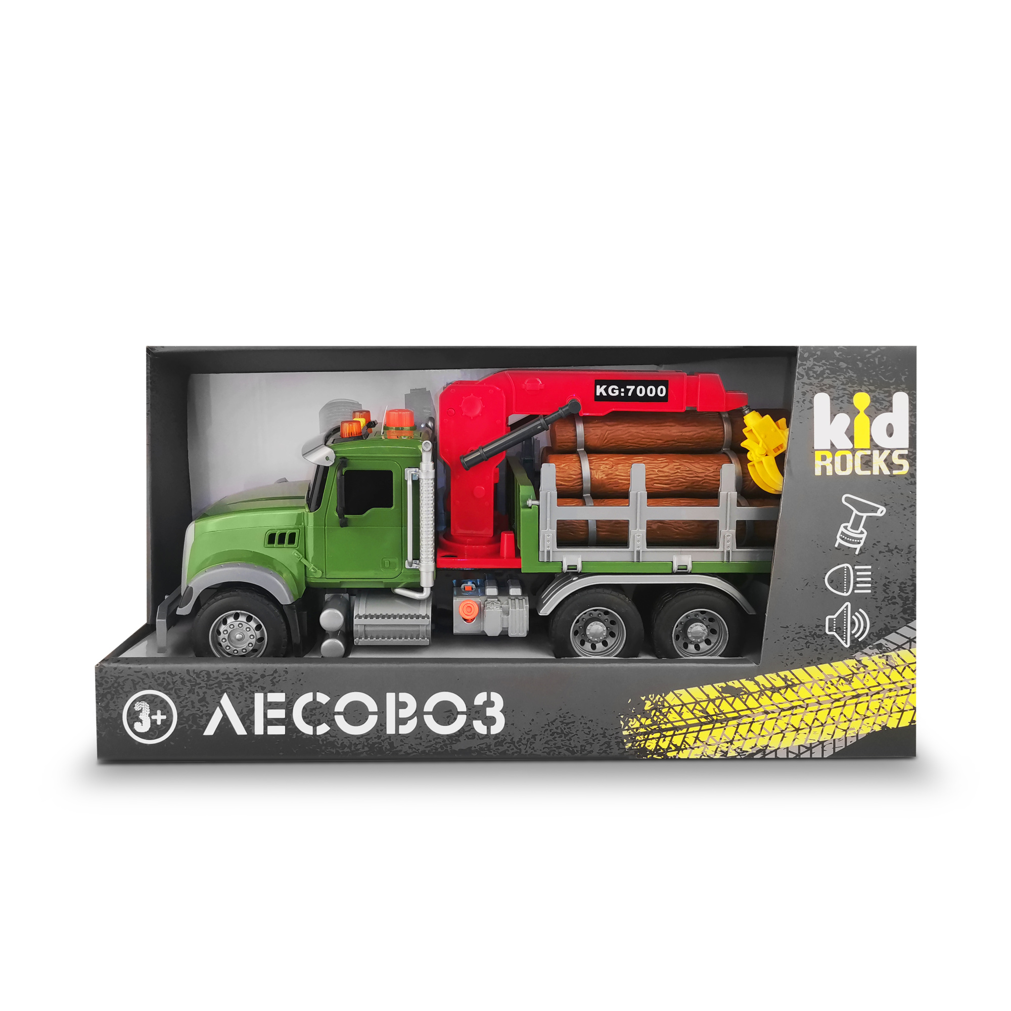 Игрушка-лесовоз KID ROCKS, масштаб 1:12,со звуком и светом, инерц. механизм