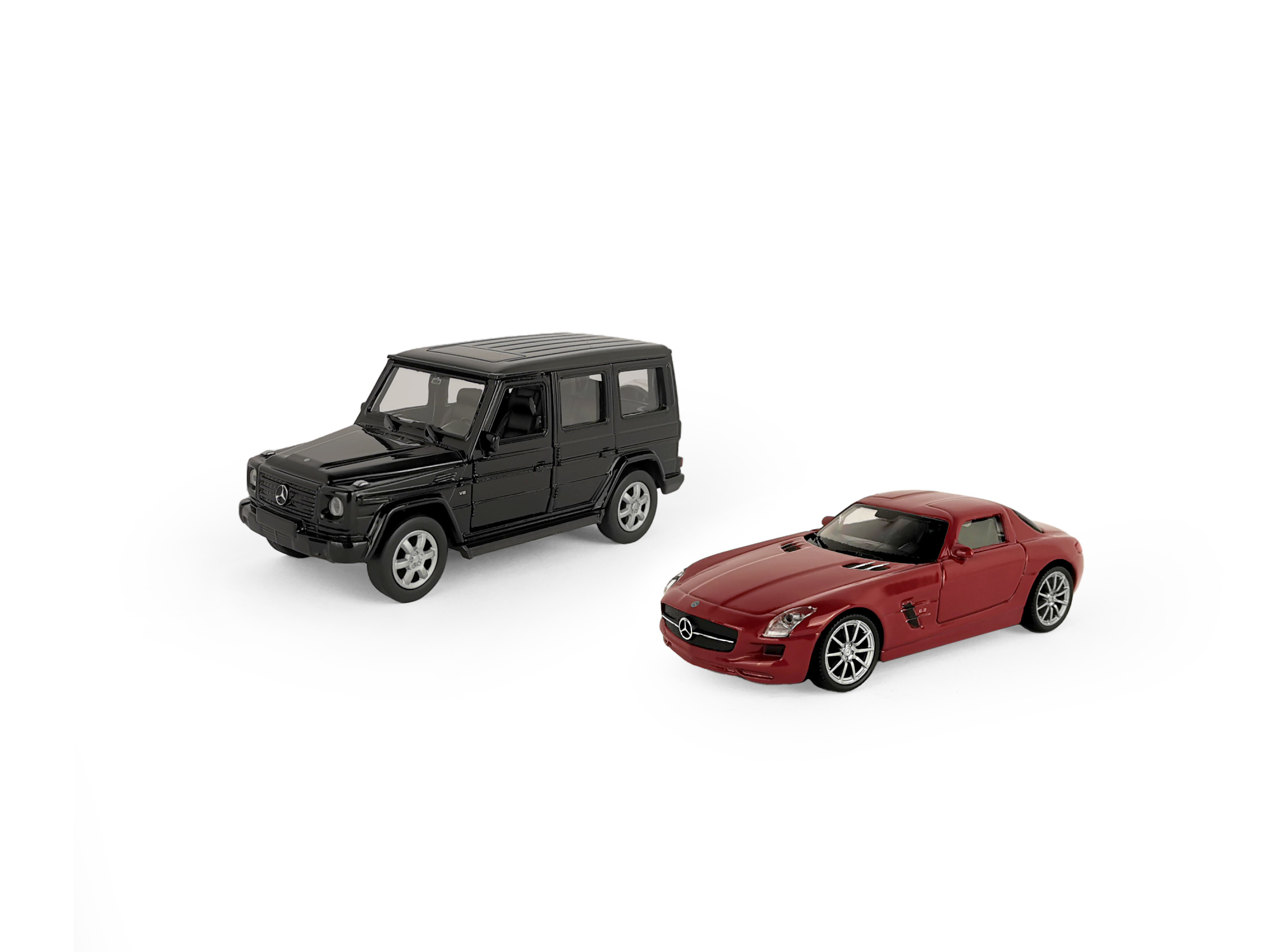 Набор WELLY 1:38, Mercedes-Benz G-Class, Mercedes-Benz SLS AMG, с прицепом, 2 шт. Набор WELLY 1:38, Mercedes-Benz G-Class, Mercedes-Benz SLS AMG, с прицепом, 2 шт.
