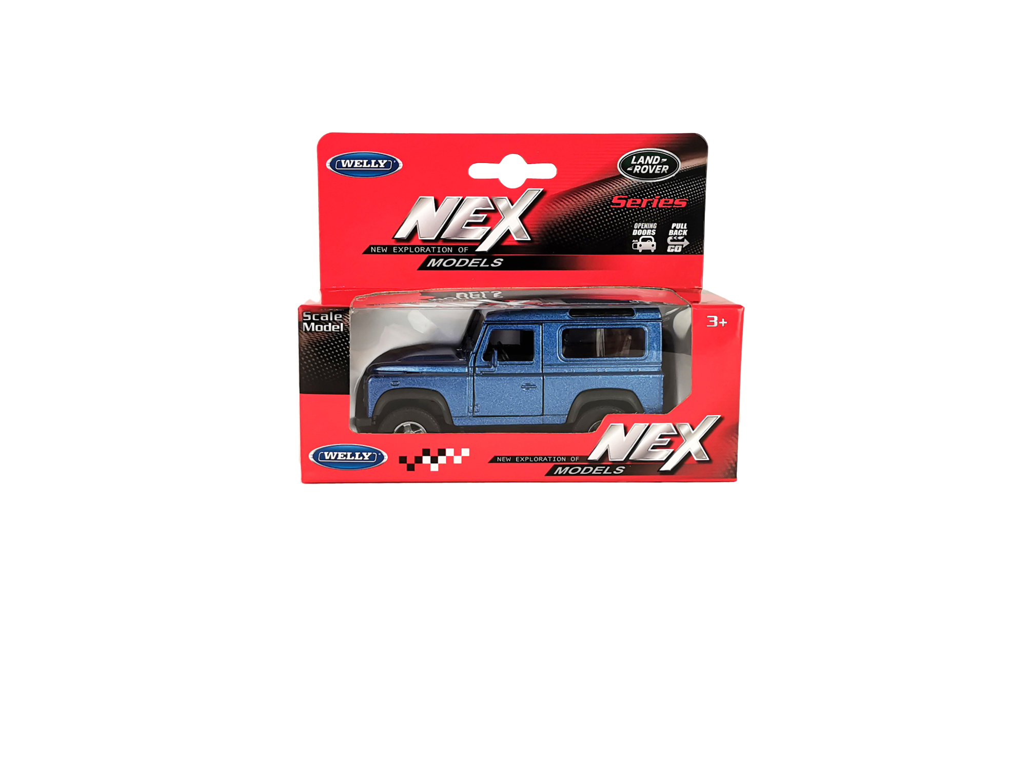 Машинка WELLY 1:38 Land Rover Defender I, пруж. мех., цв. в асс.