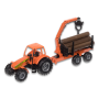 Трактор WELLY с бревнами на прицепе, 16 см, инерц. мех., оранжевый