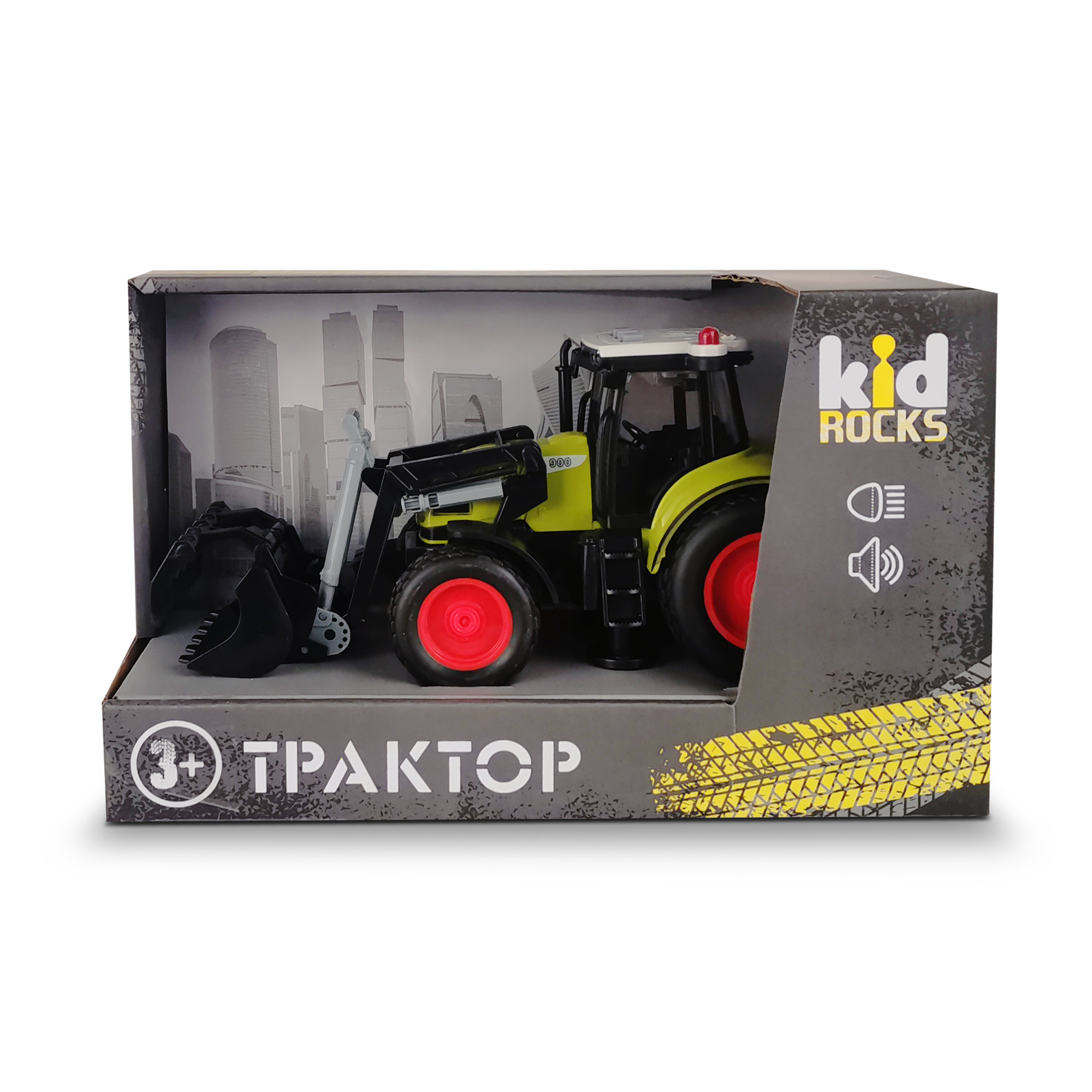 Игрушка-трактор KID ROCKS, масштаб 1:16,со звуком и светом, инерц. механизм