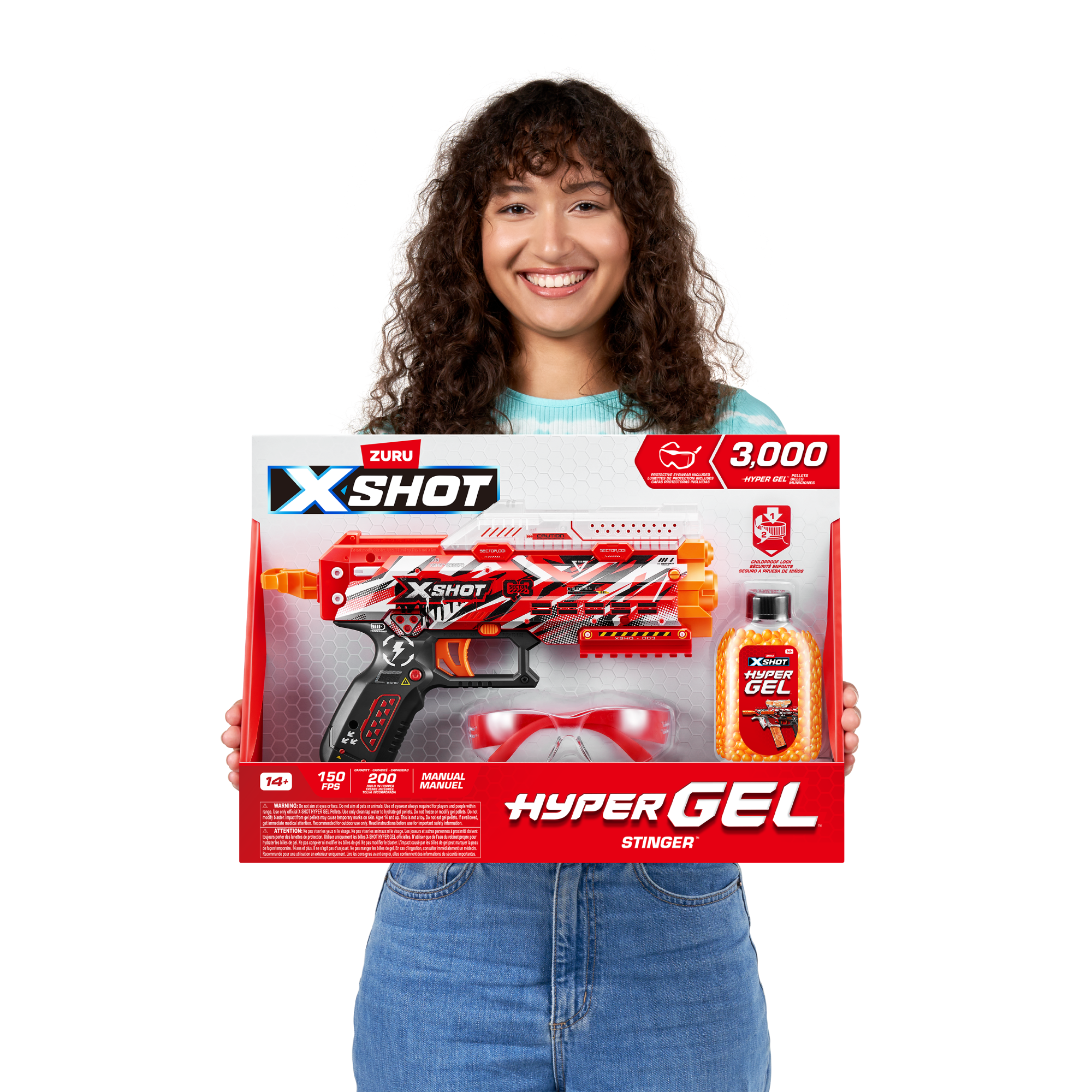 Игровой набор ZURU X-Shot HYPERGEL Стингер (бластер, 3000 снарядов-гранул, защитные очки)