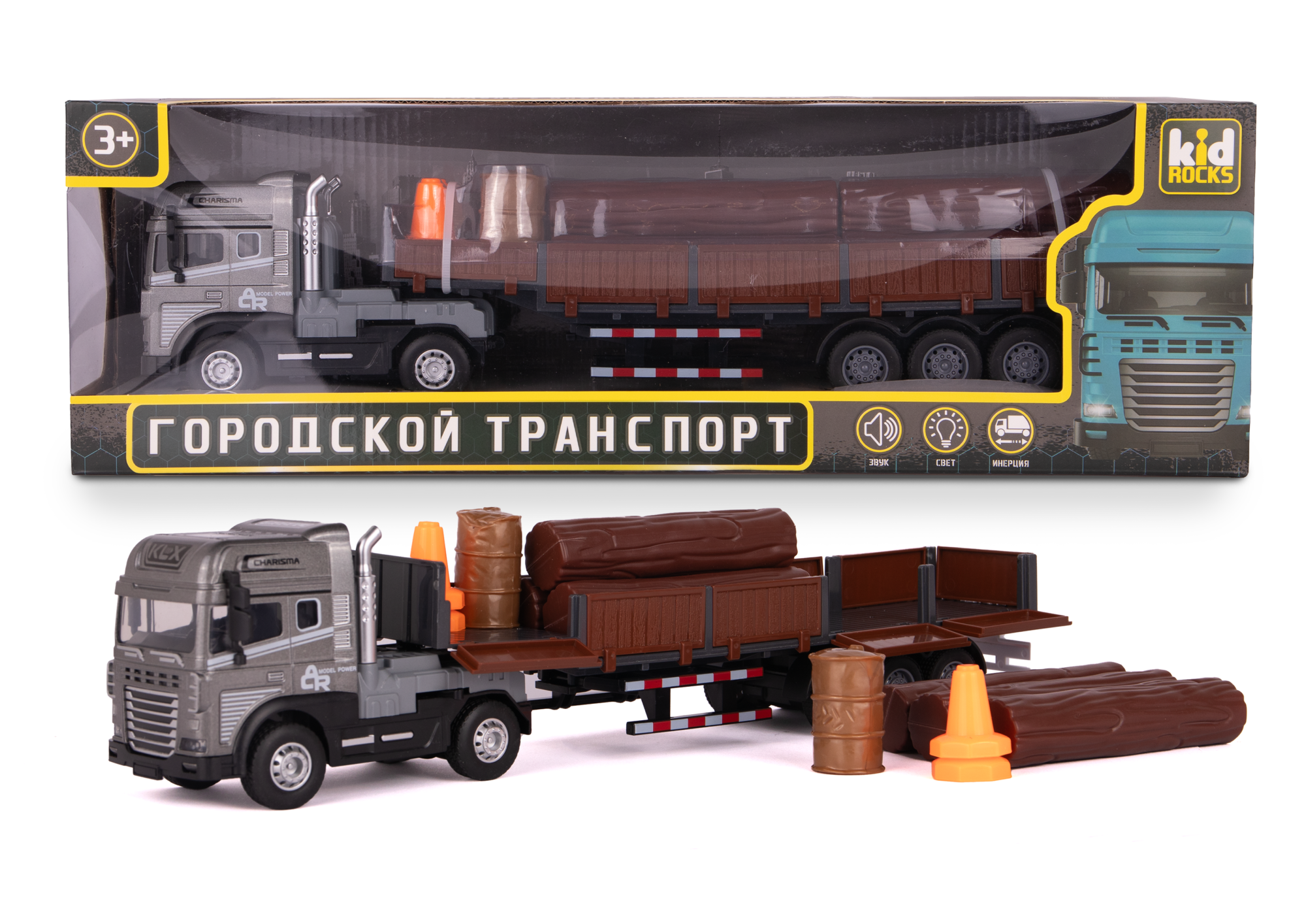 Машинка-лесовоз,со св. и зв., 1:24, Kid Rocks