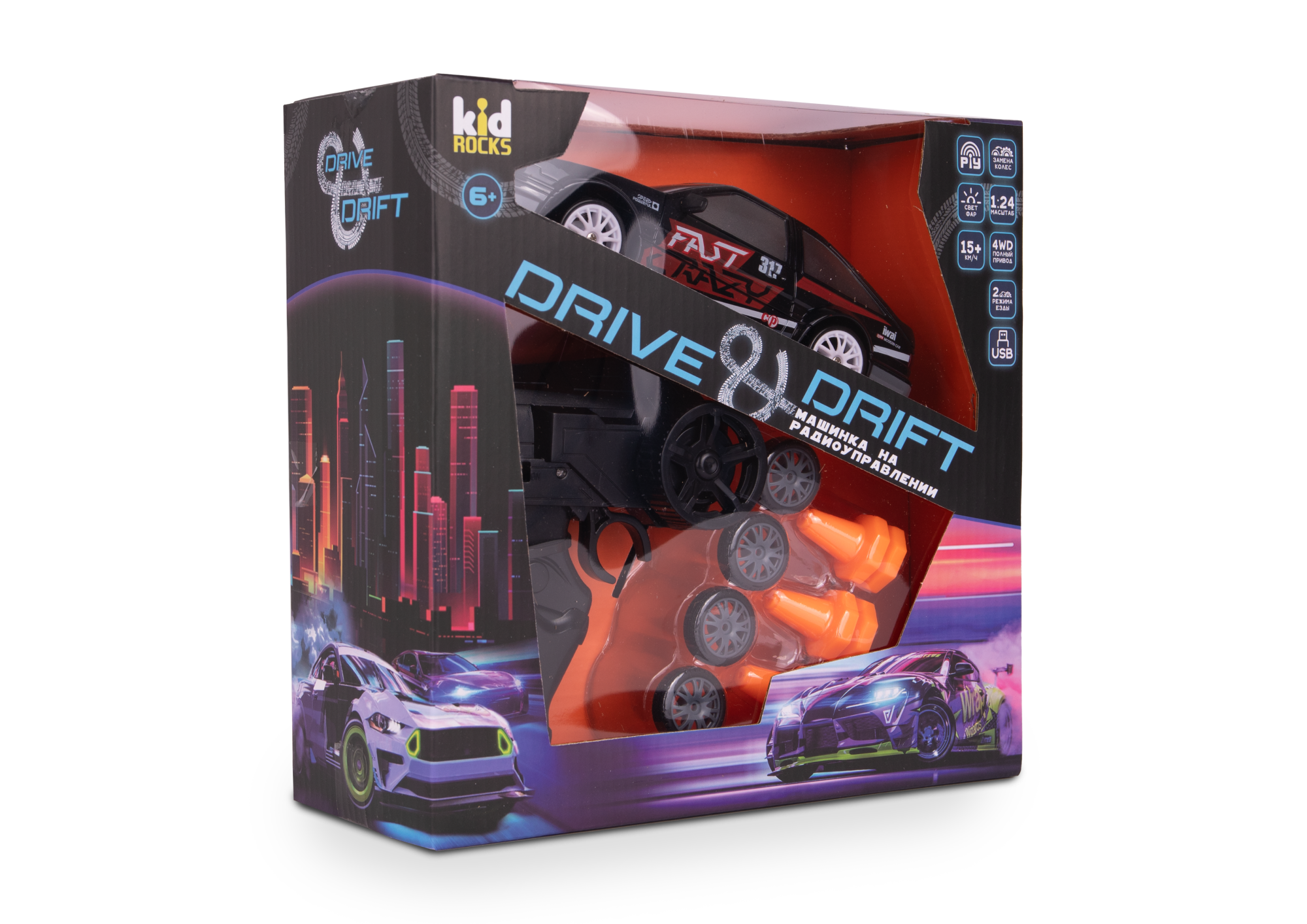 Машинка Р/У Kid Rocks 1:24 Легковая, черный, с аксессуарами