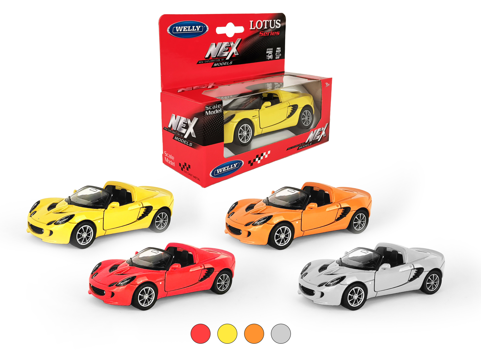Машинка WELLY 1:38 Lotus Elise 111S 2003, пруж. мех., цв. в асс.