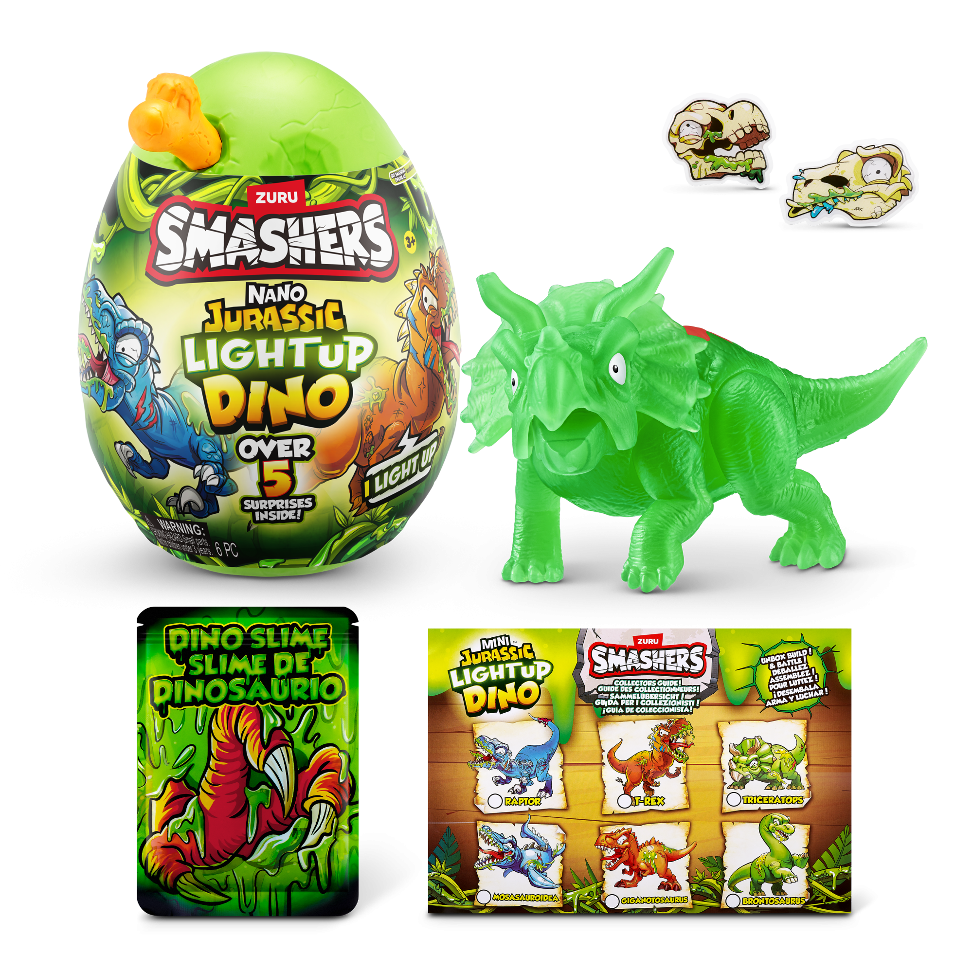 Игровой набор сюрприз в яйце Zuru Smashers Jurassic Light up Dino, с акс., в асс.