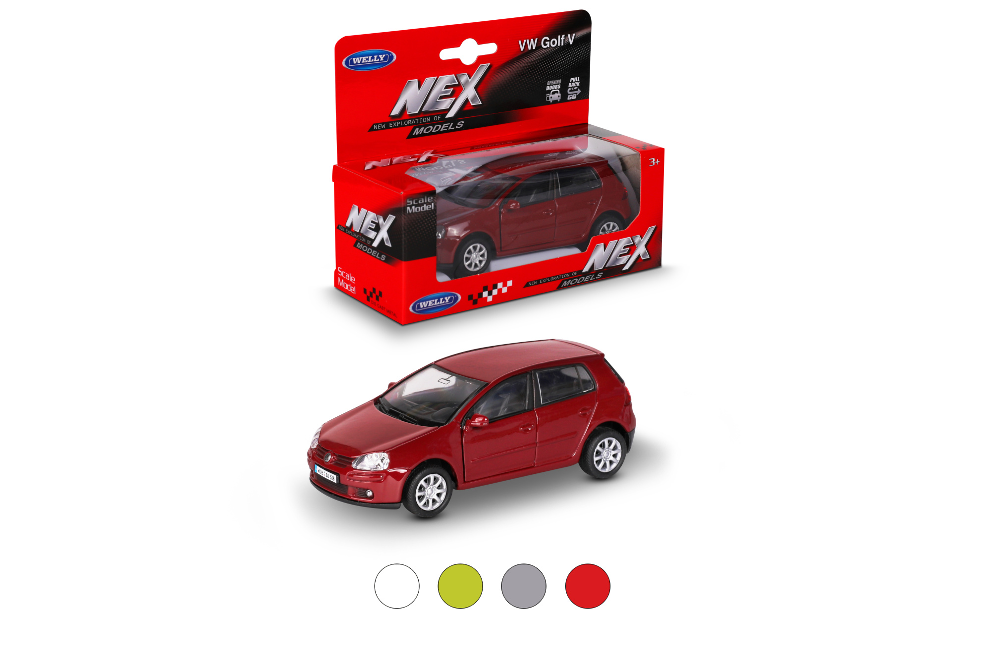 Машинка WELLY 1:38 Volkswagen Golf V, пруж. мех., цвет в асс.