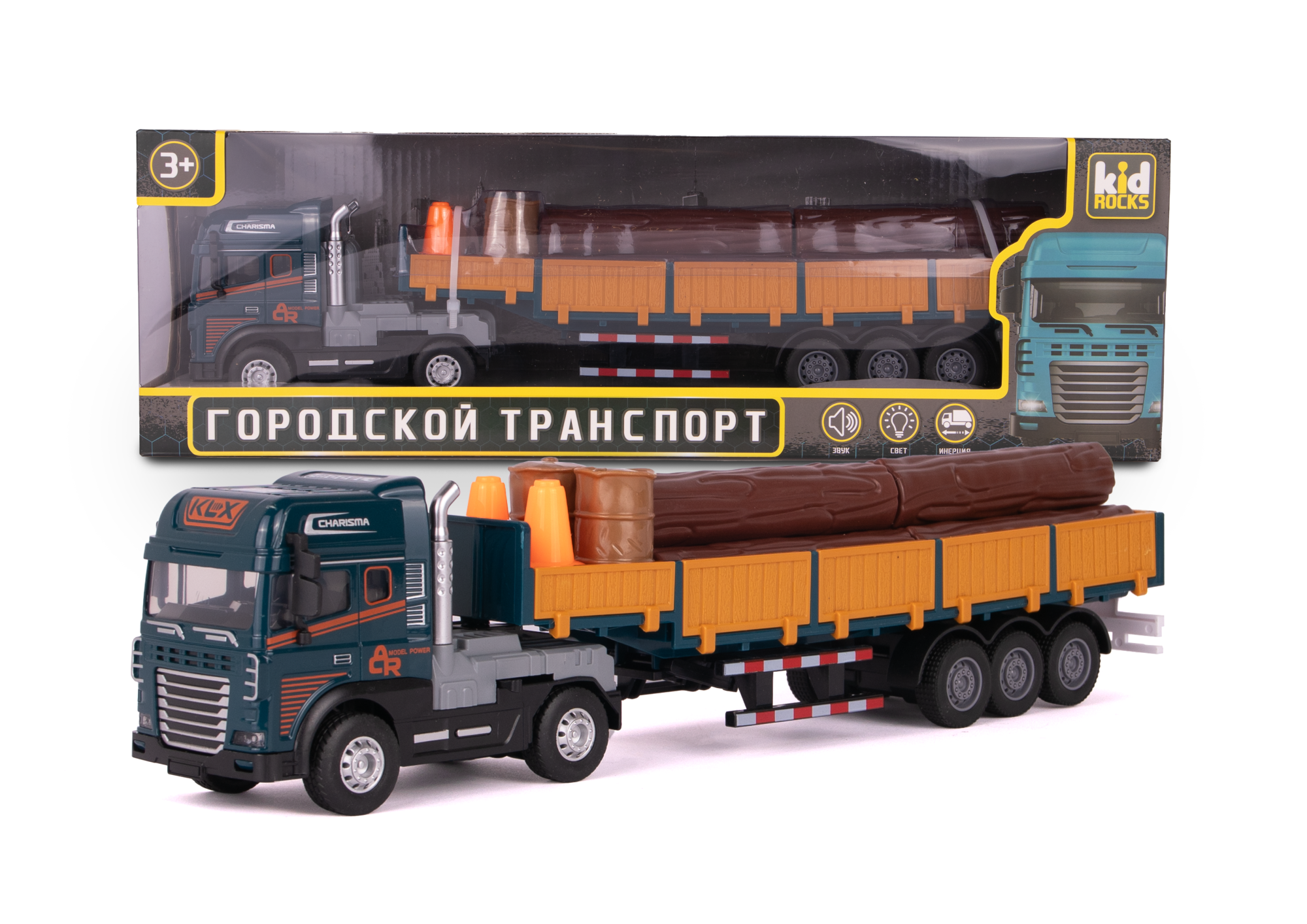 Машинка-лесовоз,со св. и зв., 1:24, Kid Rocks