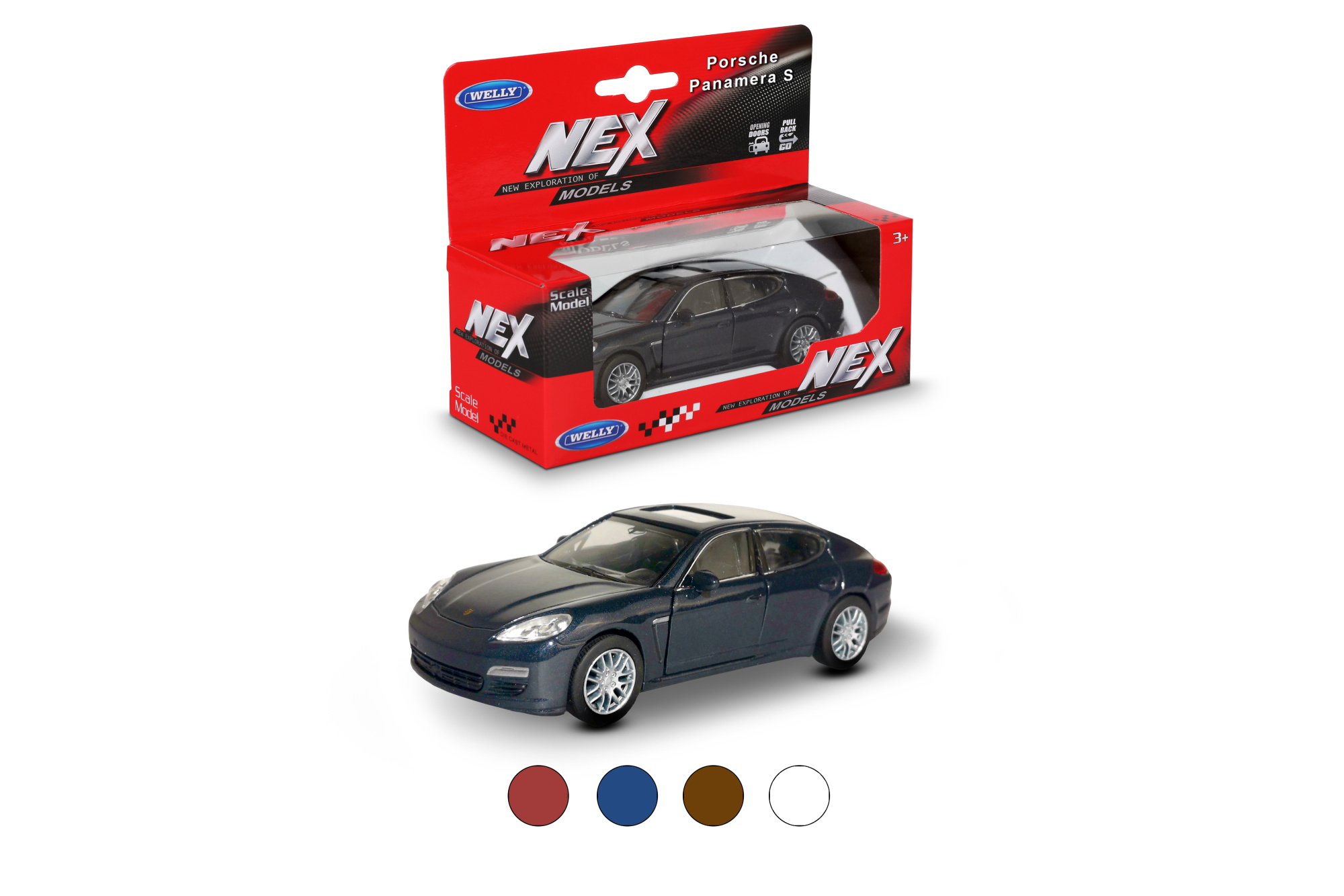 Машинка WELLY 1:38 Porsche Panamera S, пруж. мех., цвет в асс.