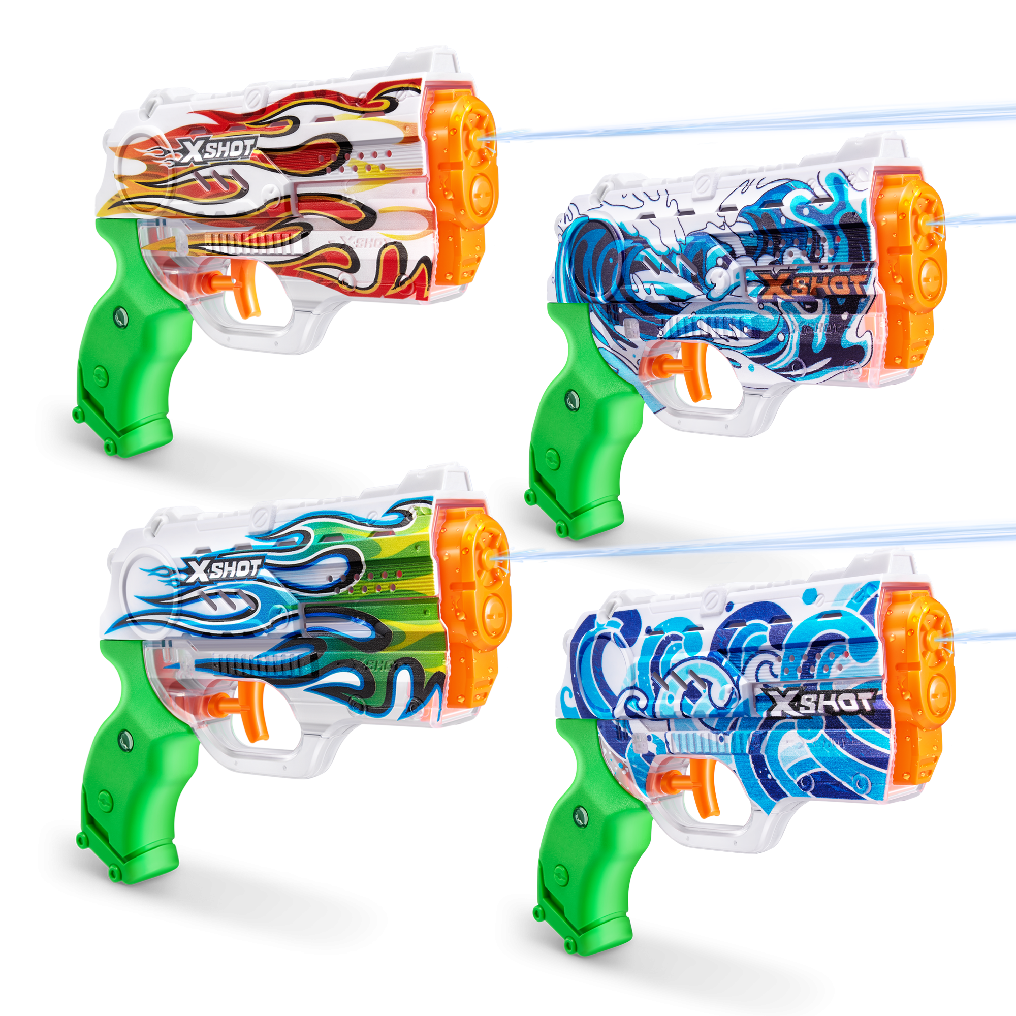 Бластер водный ZURU X-Shot Water FAST-FILL Skins Нано КВАДРО (4 бластера)