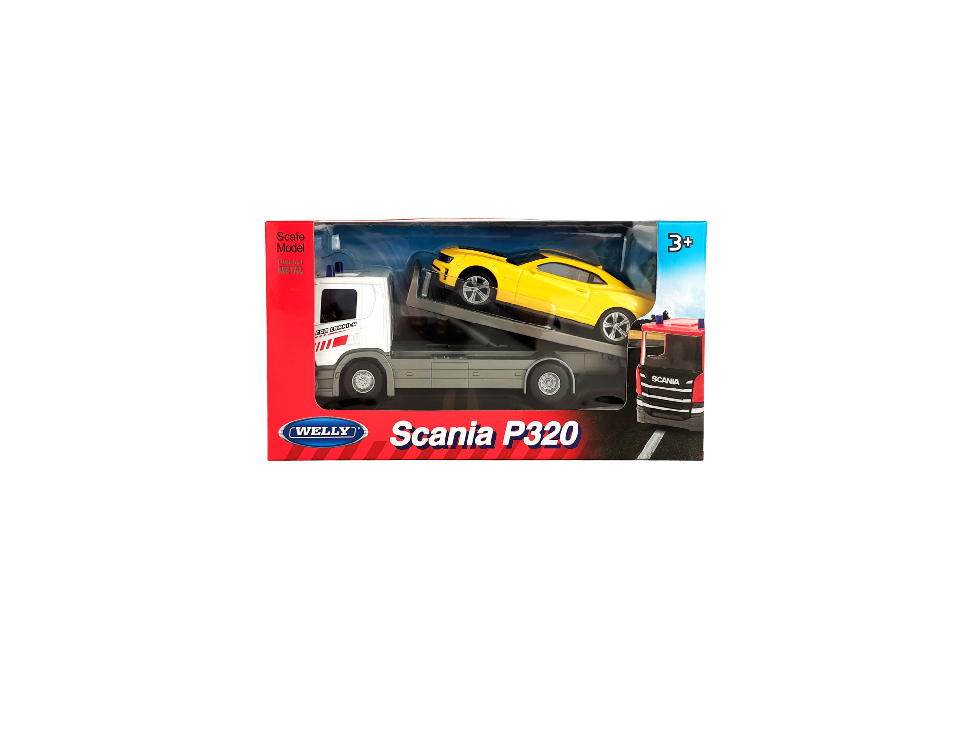 Набор WELLY, Грузовик Scania (1:57), Chevrolet Camaro ZL1 (1:43)