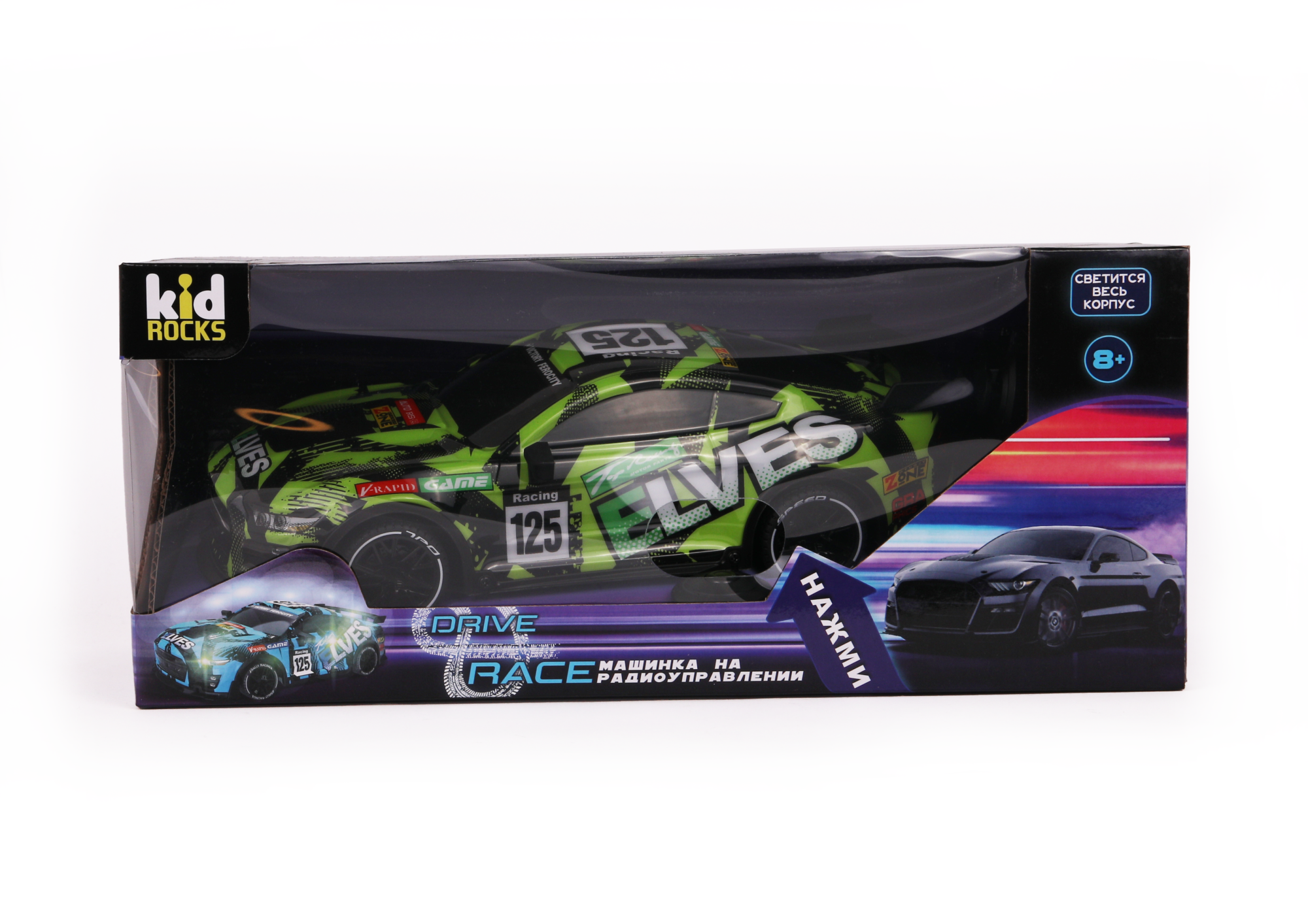 Машинка Р/У Kid Rocks 1:18 Гоночная машина, зеленая Машинка Р/У Kid Rocks 1:18 Гоночная машина, зеленая