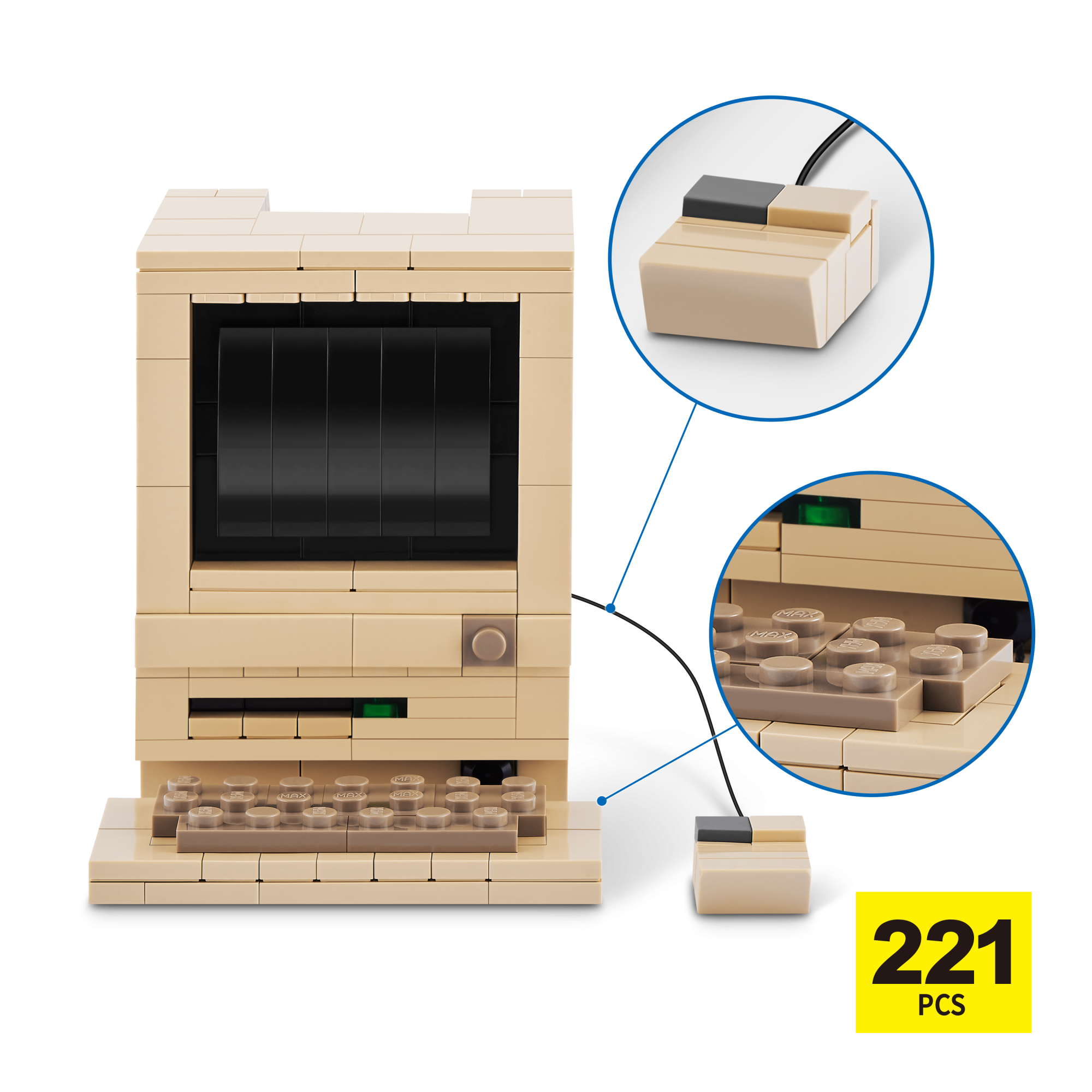 Игровой набор конструктор ZURU MAX Premium Retro Building Bricks Collection (до 221 детали)