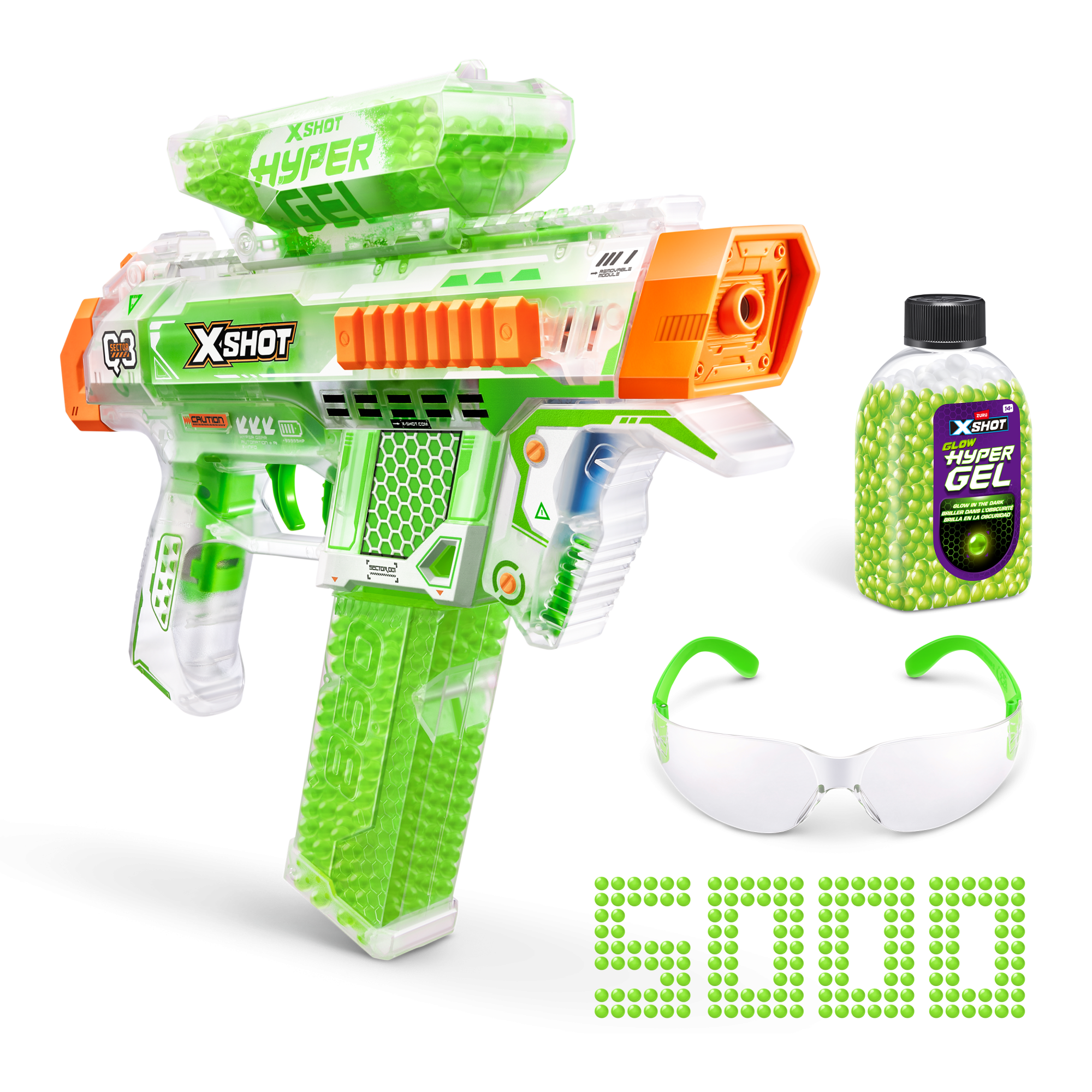 Игровой набор ZURU X-Shot HYPERGEL GLOW IN THE DARK Найтстрайкер (бластер, 5000 сн.-гр., з